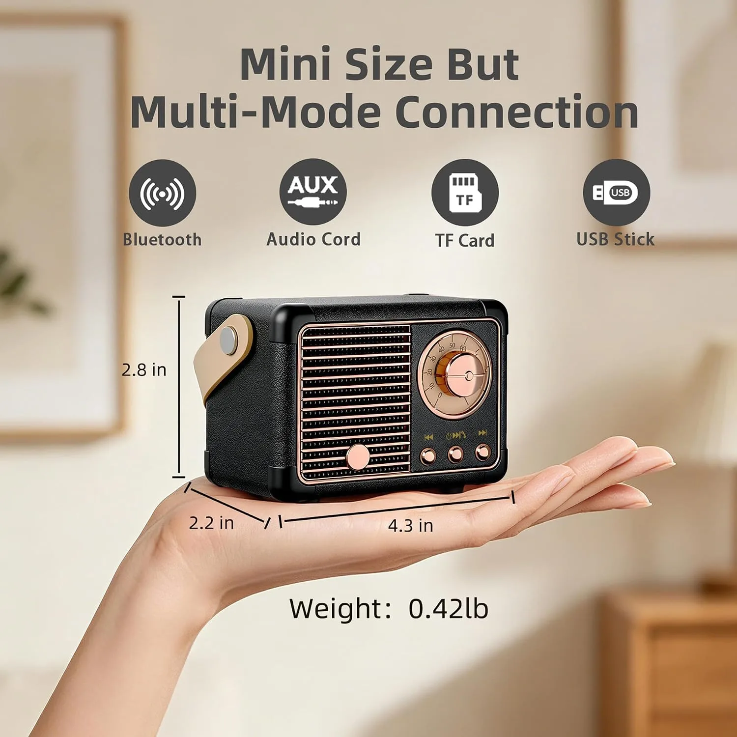 Baolira Retro Bluetooth Speaker, Small Portable Speaker, Gifts for Men Boys