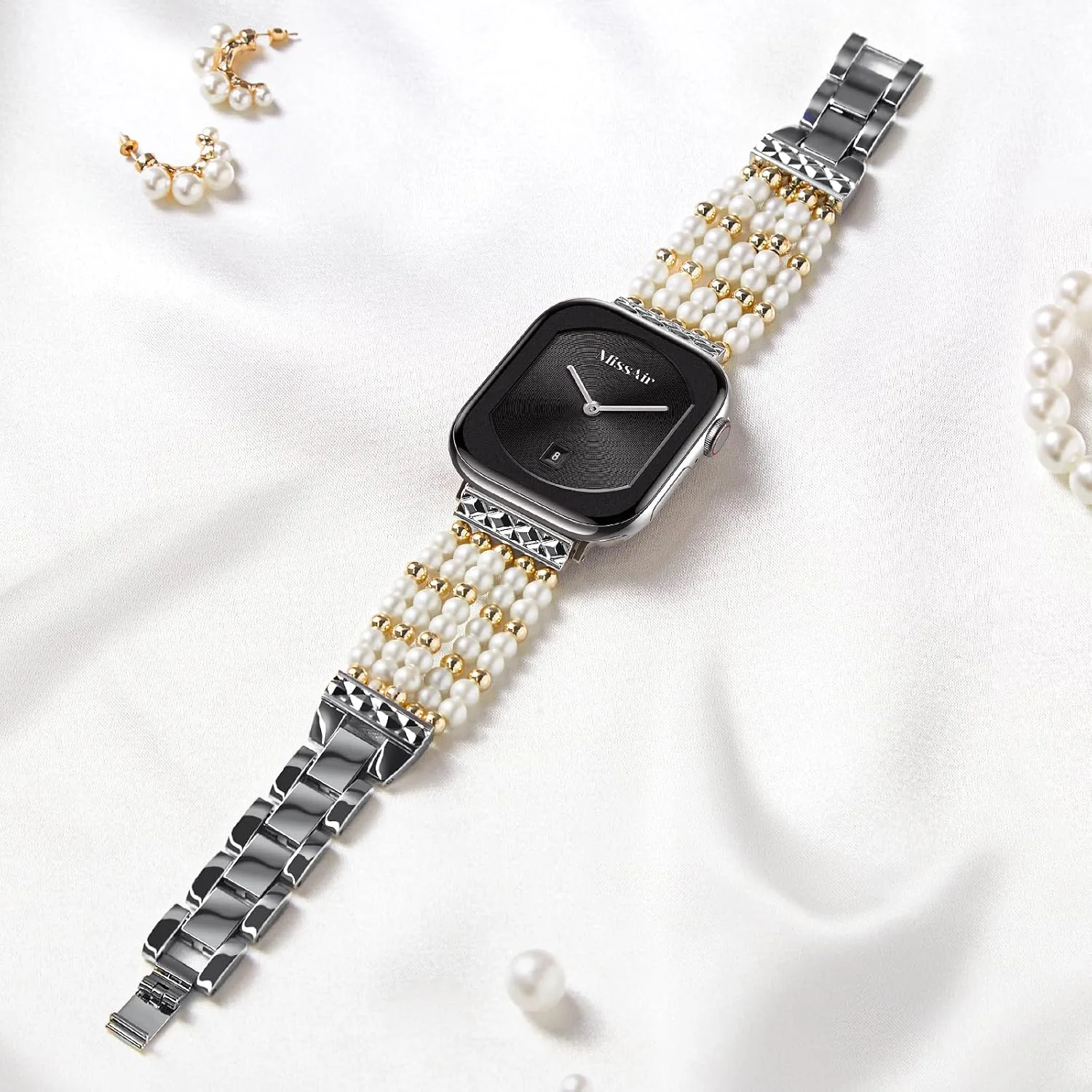Missair Compatible with Apple Watch Band 38mm 40mm 41mm 42mm 44mm 45mm 46mm 49mm, Stainless Steel Metal Strap Women Dressy Bracelet Wristband for iWatch Series 11 10 9 8 7 6 5 4 3 2 1 SE Ultra