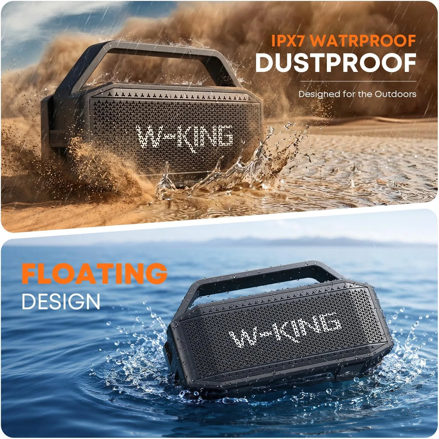 W-KING Bluetooth Speaker, 100W Peak Outdoor Portable Loud Speakers Wireless