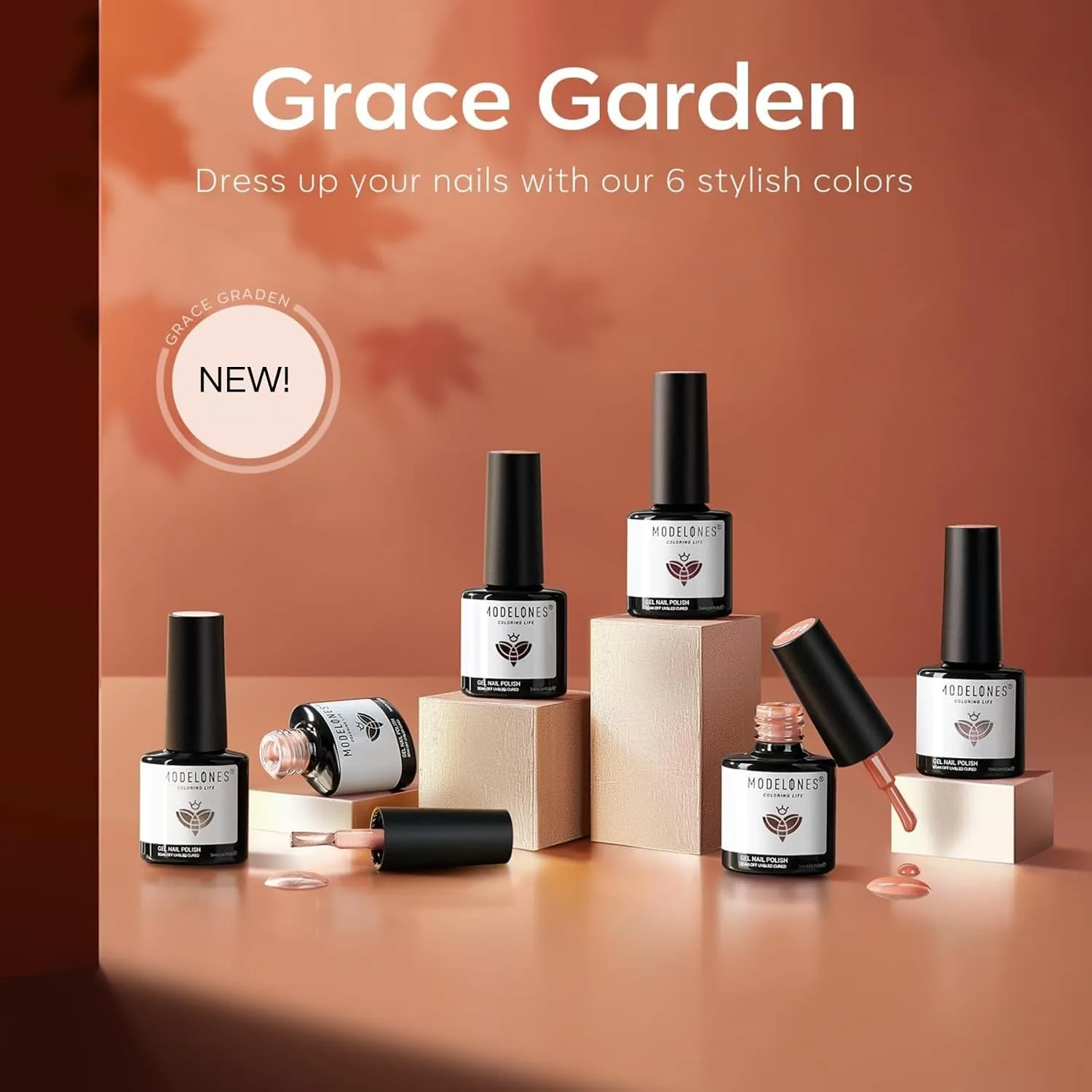 modelones Gel Nail Polish Set Glitter Nude 6Colors Purple Brown