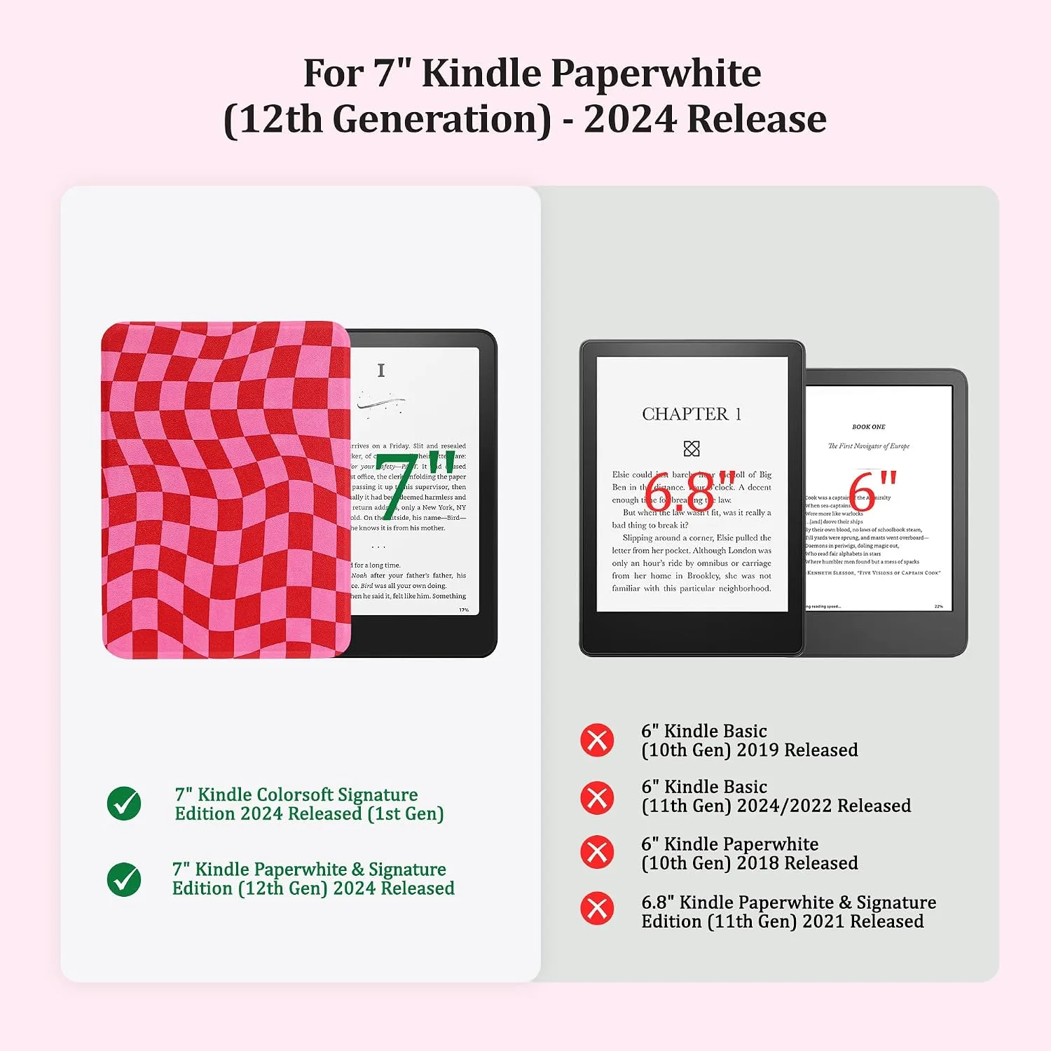 Clear Case for 7'' Kindle Paperwhite 12th Gen 2024 & Colorsoft