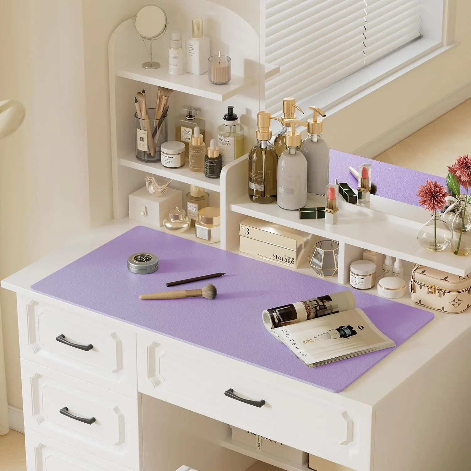 Aothia Faux Leather Desk Mat (Light Purple, 23.6" x 13.7")
