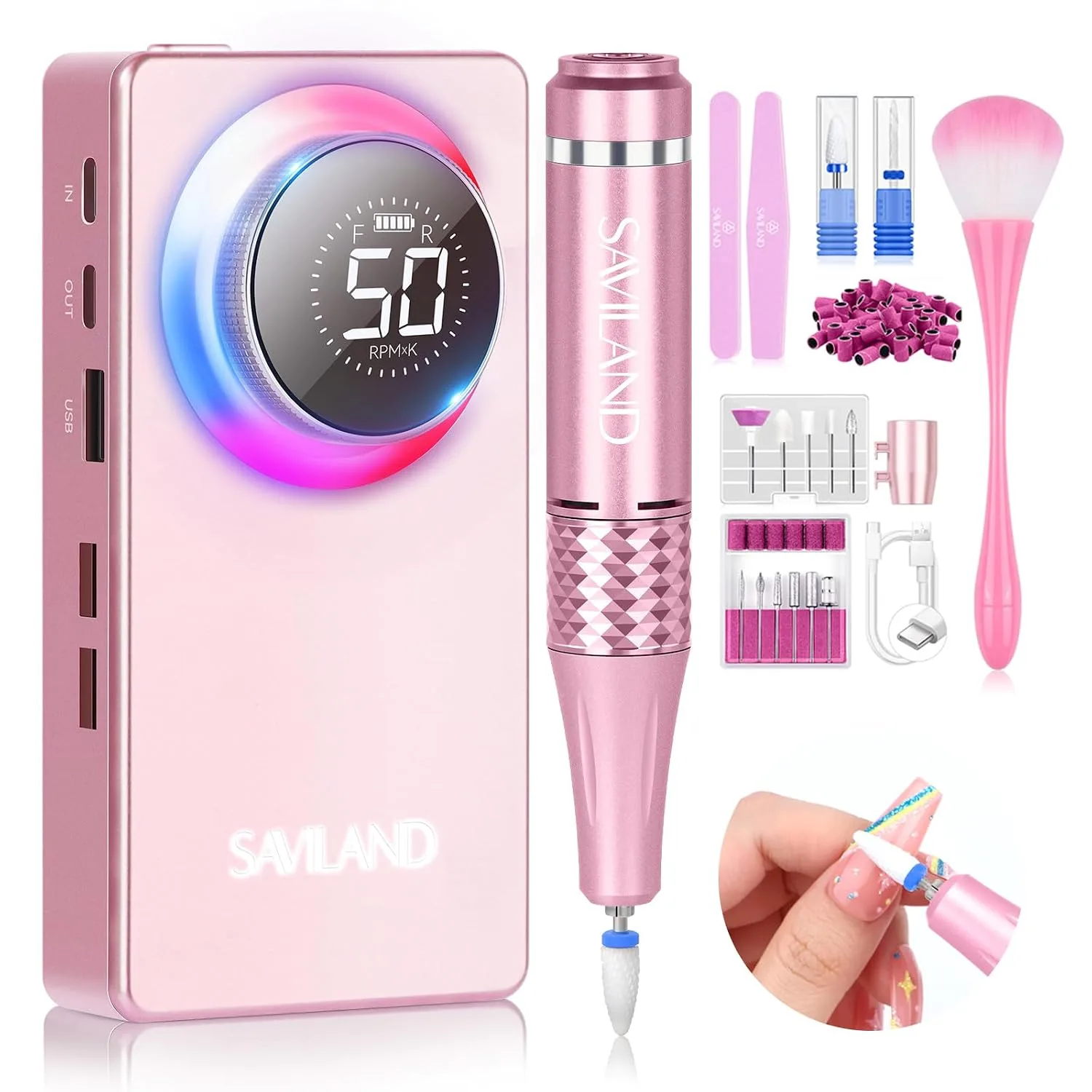 SAVILAND 50000RPM Electric Nail Drill Professional Kit for Acrylic Nails