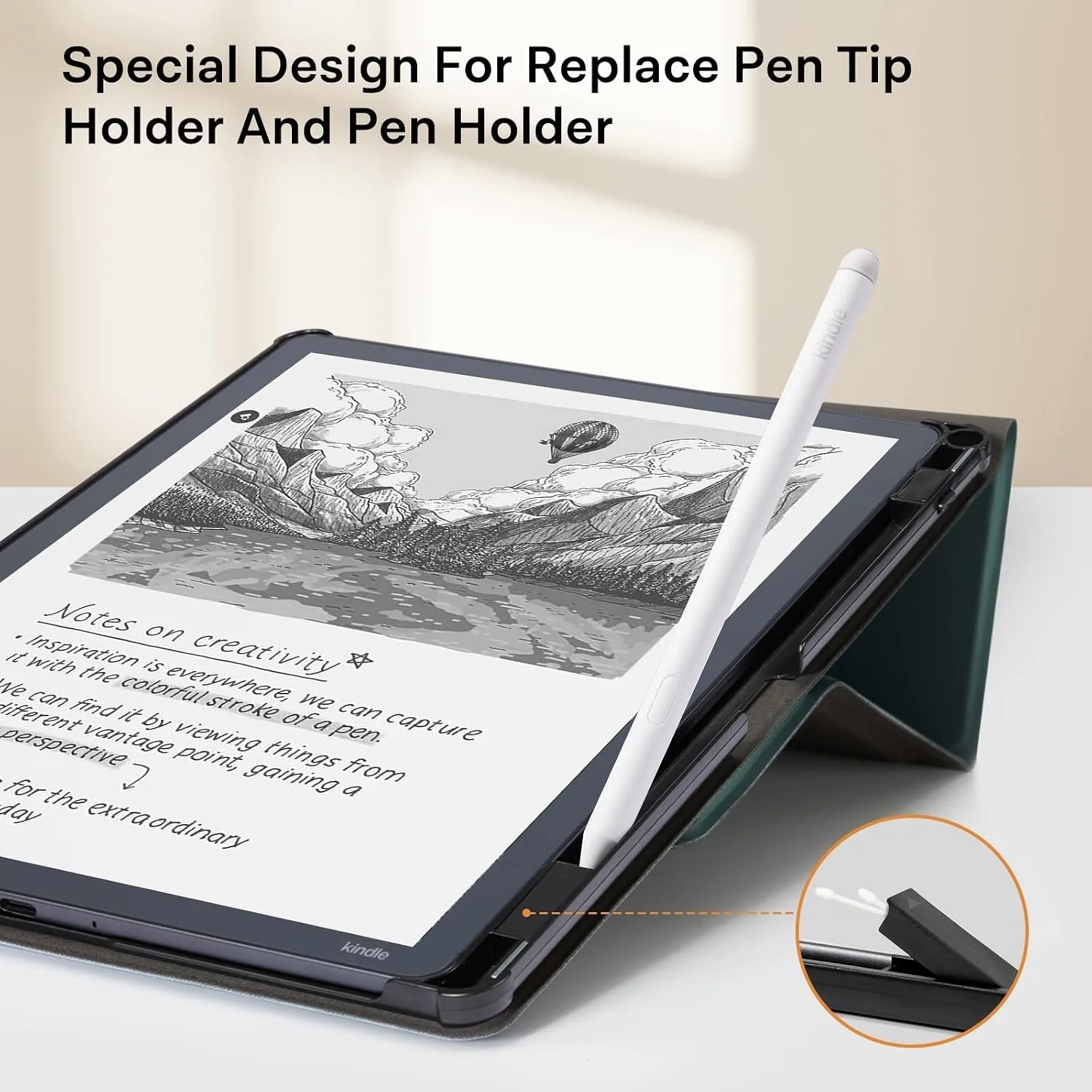 CoBak Case for 11" Kindle Scribe 3rd Generation 2025, Kindle Scribe Colorsoft with Two Viewing Angles - All New PU Leather Cover with Auto Sleep Wake, Pen Holder. Pine Green