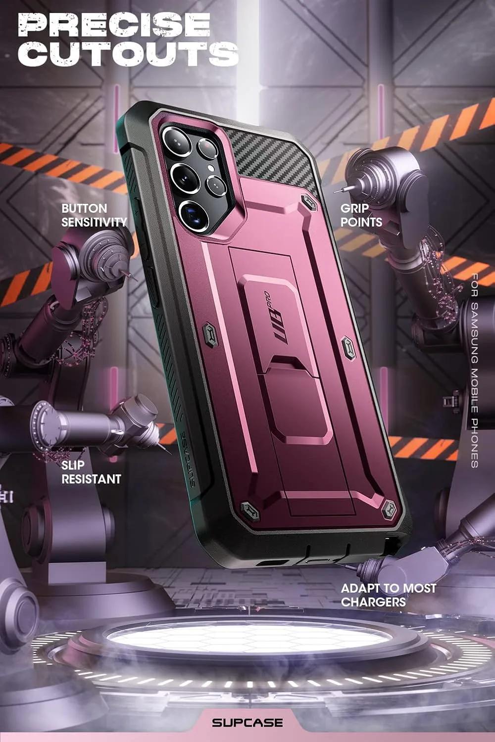 SUPCASE for Galaxy S22 Ultra Case with Built-in Screen Protector, Wine