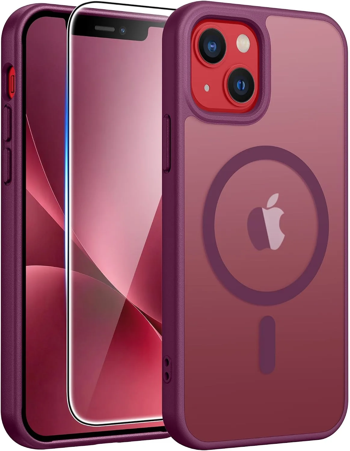 FNTCASE for iPhone 13 Mini/iPhone 12 Mini Case Fit for MagSafe Wine Red