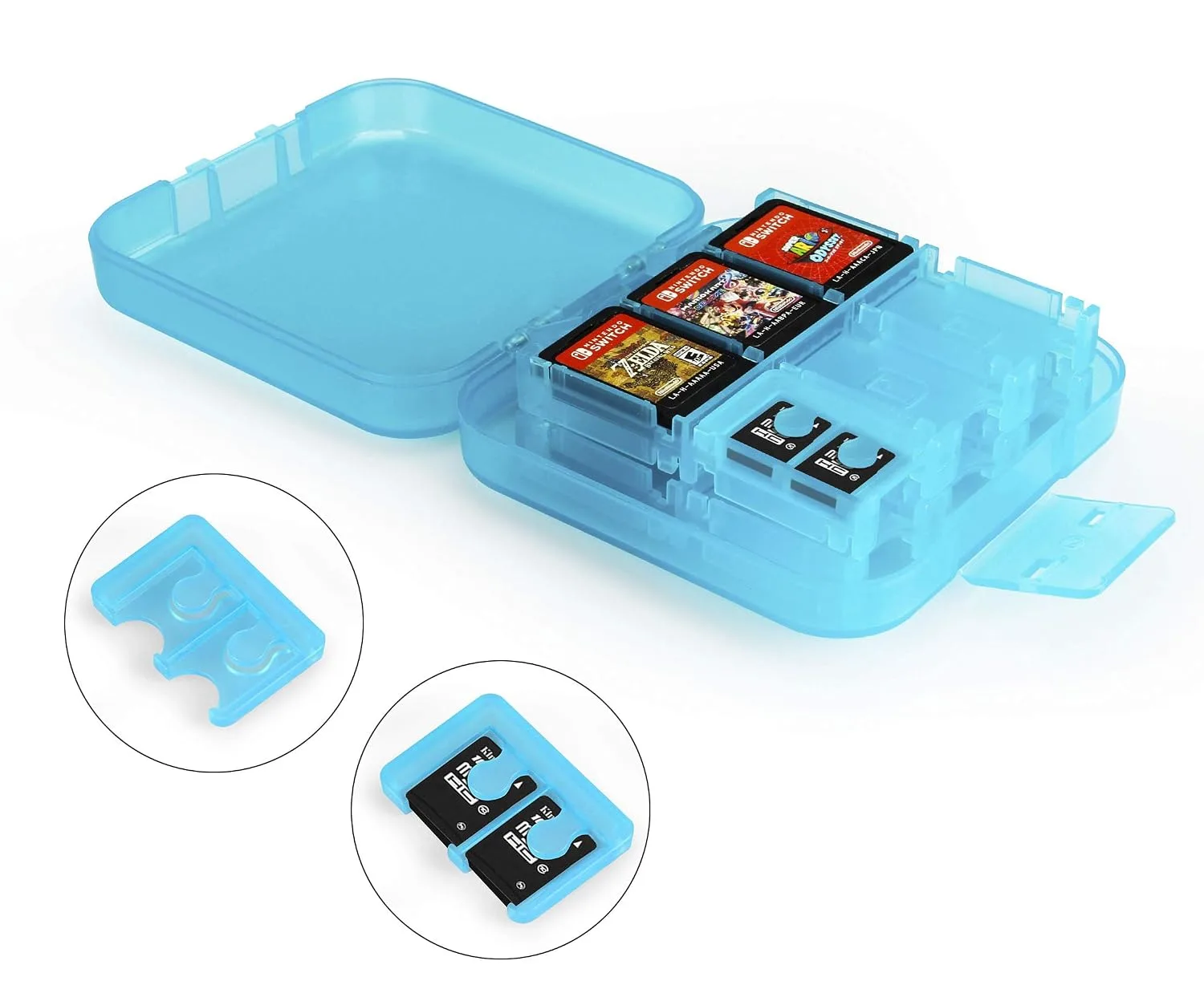 Amazon Basics Portable Game Storage Case for 24 Nintendo Switch Games, Game Card Slots, 3.4 x 3.4 x 1 Inches, Blue