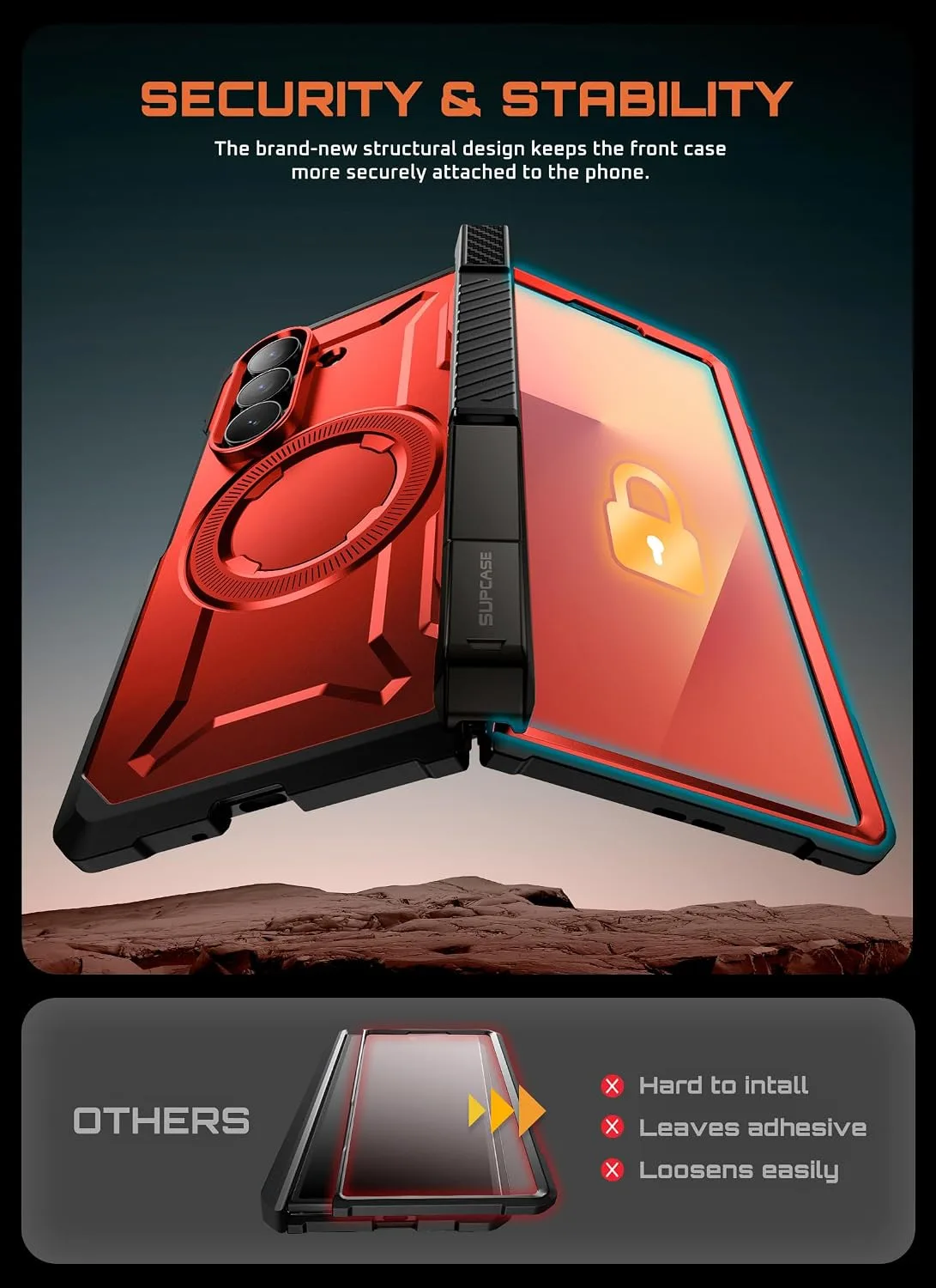 SUPCASE for Samsung Galaxy Z Fold 7 Case with Kickstand, Ruddy