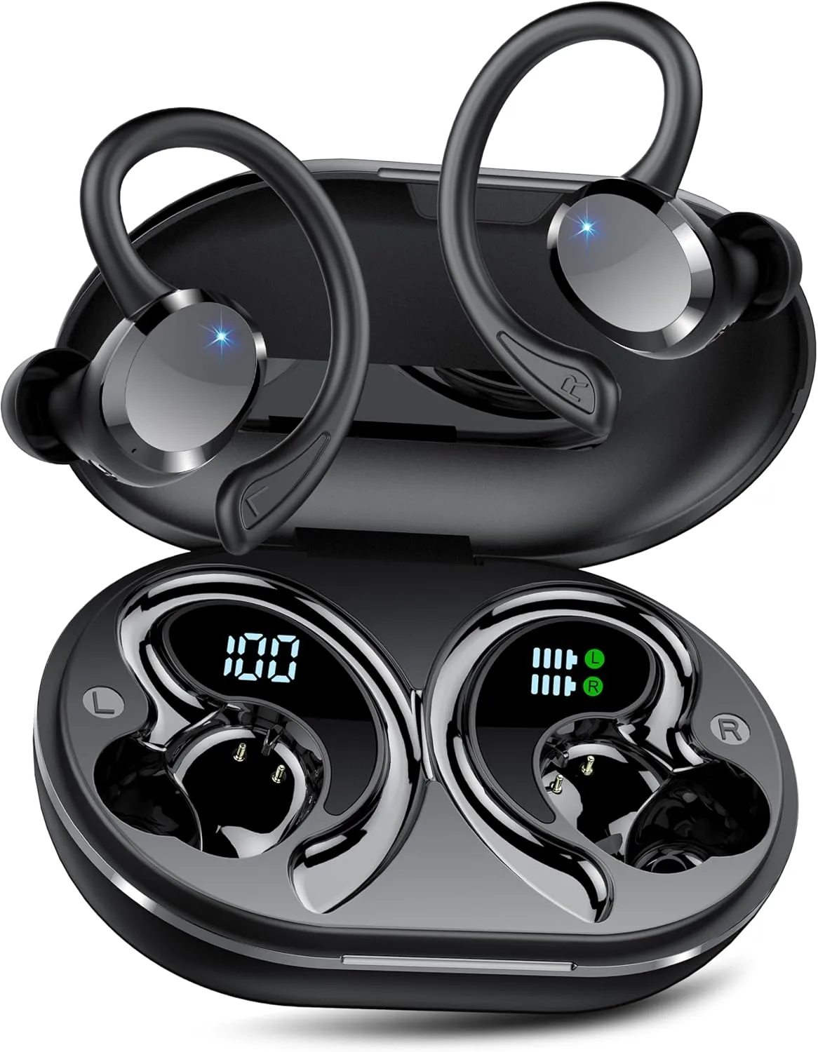 Wireless Earbuds, 2026 Bluetooth 5.4 Headphones HiFi Stereo, Bluetooth Earbuds with ENC Noise Cancelling Mic, IP7 Waterproof in Ear Earphones, 68H Dual LED Display Ear buds for Workout Sports