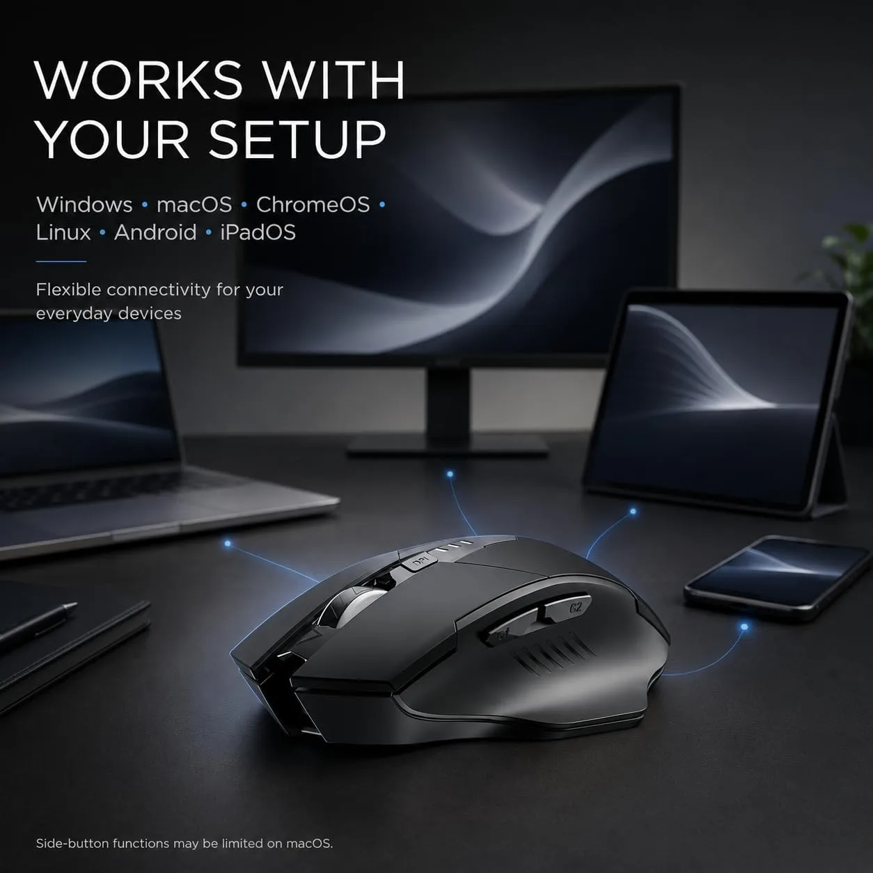 INPHIC Upgraded Silent Rechargeable Wireless Mouse, 12800 DPI Gaming Mouse