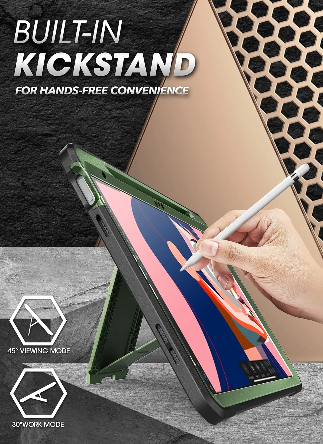 SUPCASE for iPad 11th Gen A16 11" 2025 Case with Screen Protector, Green