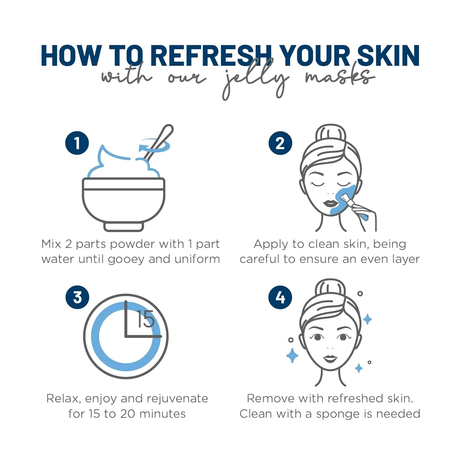 BRÜUN Jelly Mask Jar Blueberry Burst Peel-Off Face Care Rubber Mask - A 23 fl oz Skin Care Moisturizing Gel Mask Jar Spa Set for Men, Women and Adults on Formal Gatherings and Events