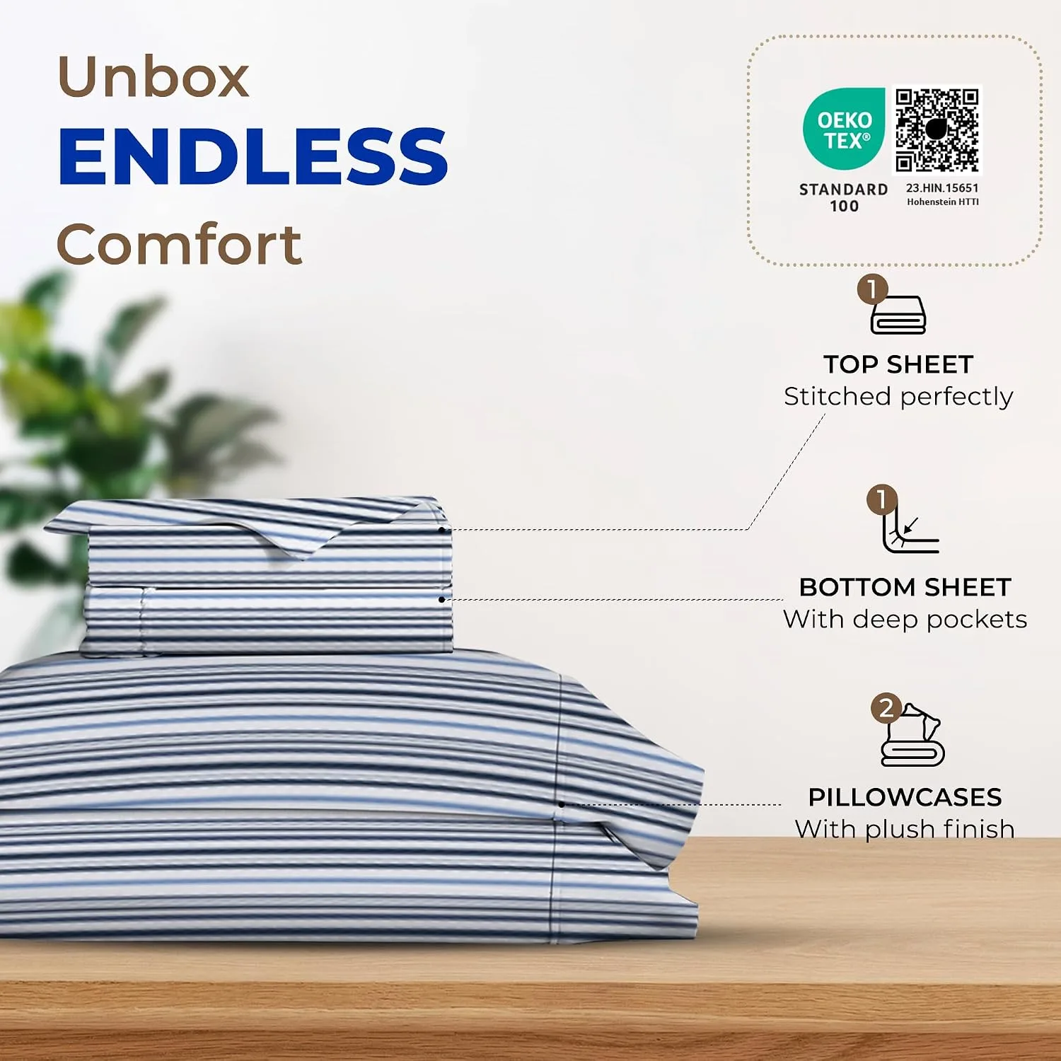 THREAD SPREAD Egyptian Cotton Sheets King Size - Luxury 600 Series King Size Sheets Set (4 PC, Deep Blue), 16" Deep Pocket All Around Elastic, Soft, Sateen, Durable Hotel Bed Sheet Sets