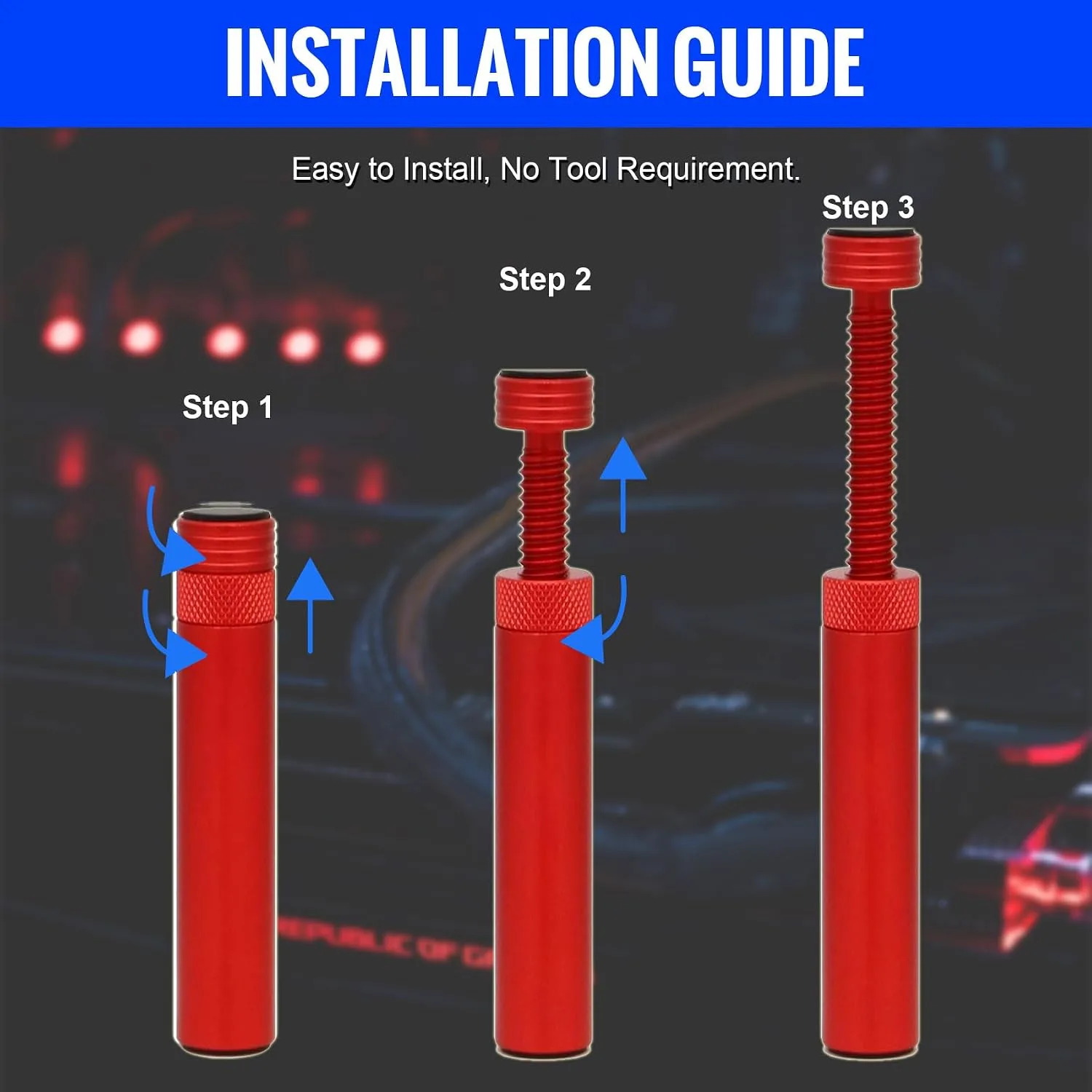 Aivalas GPU Support Bracket, Graphics Video Card Brace with Height Adjustable, Anti Sag Holder for Universal Graphics Card Sag, GPU Stand with Magnet and Rubber Pad, Red