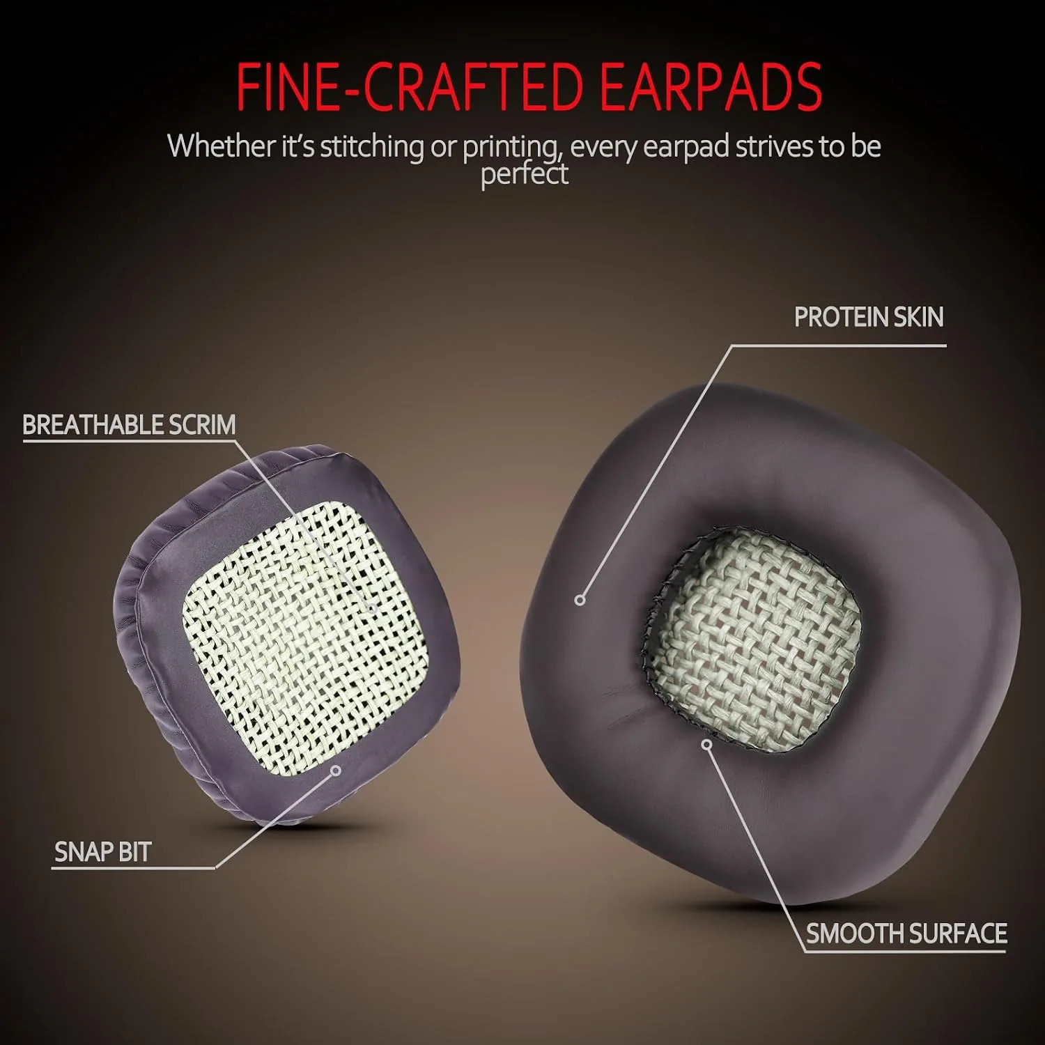 Krone Kalpasmos Replacement Earpads for Marshall Major I/II Headphones, Soft Memory Foam Ear Cushion, Protein Leather Comfort, Noise Isolation, Easy Install, Brown