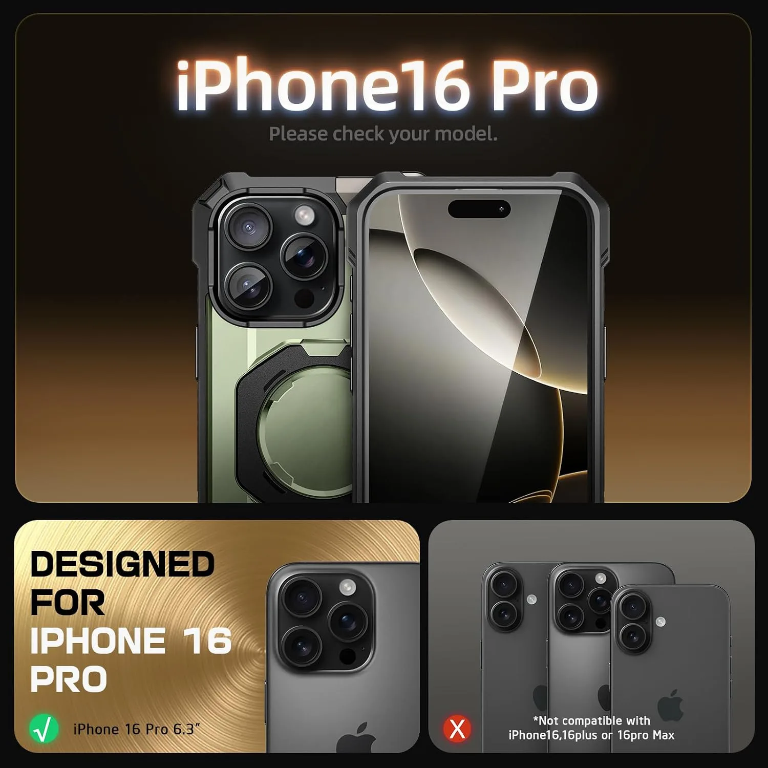 SUPCASE for iPhone 16 Pro Case with Camera Control Capture Button, Green