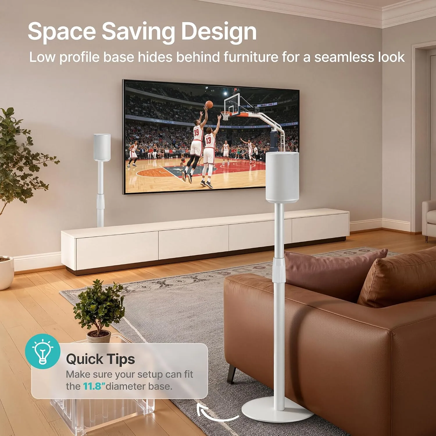26.9"-42" Speaker Stands Pair Compatible with Sonos Era 100 and 300, 1 Pack