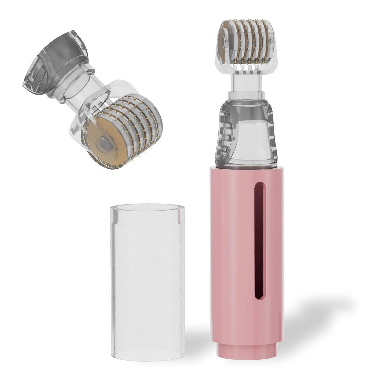 Derma Roller Tidewish 105 agujas titanio 0.25 mm con depósito para suero rosa
