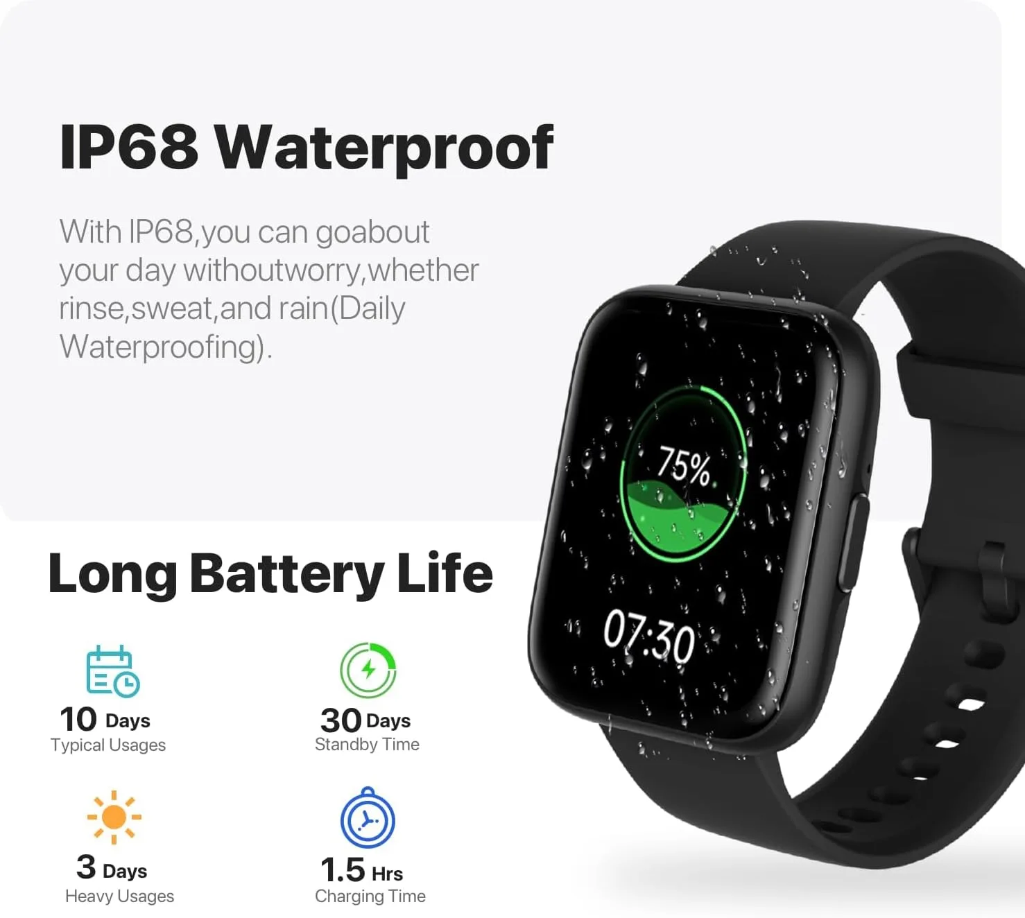 JeeJTek Smart Watches for Men Women - 1.83" HD 2025 Fitness Tracker with 100 Sports Modes, Heart Rate/Sleep Monitor, Bluetooth Call & Music Control IP68 Waterproof for iPhone/Android