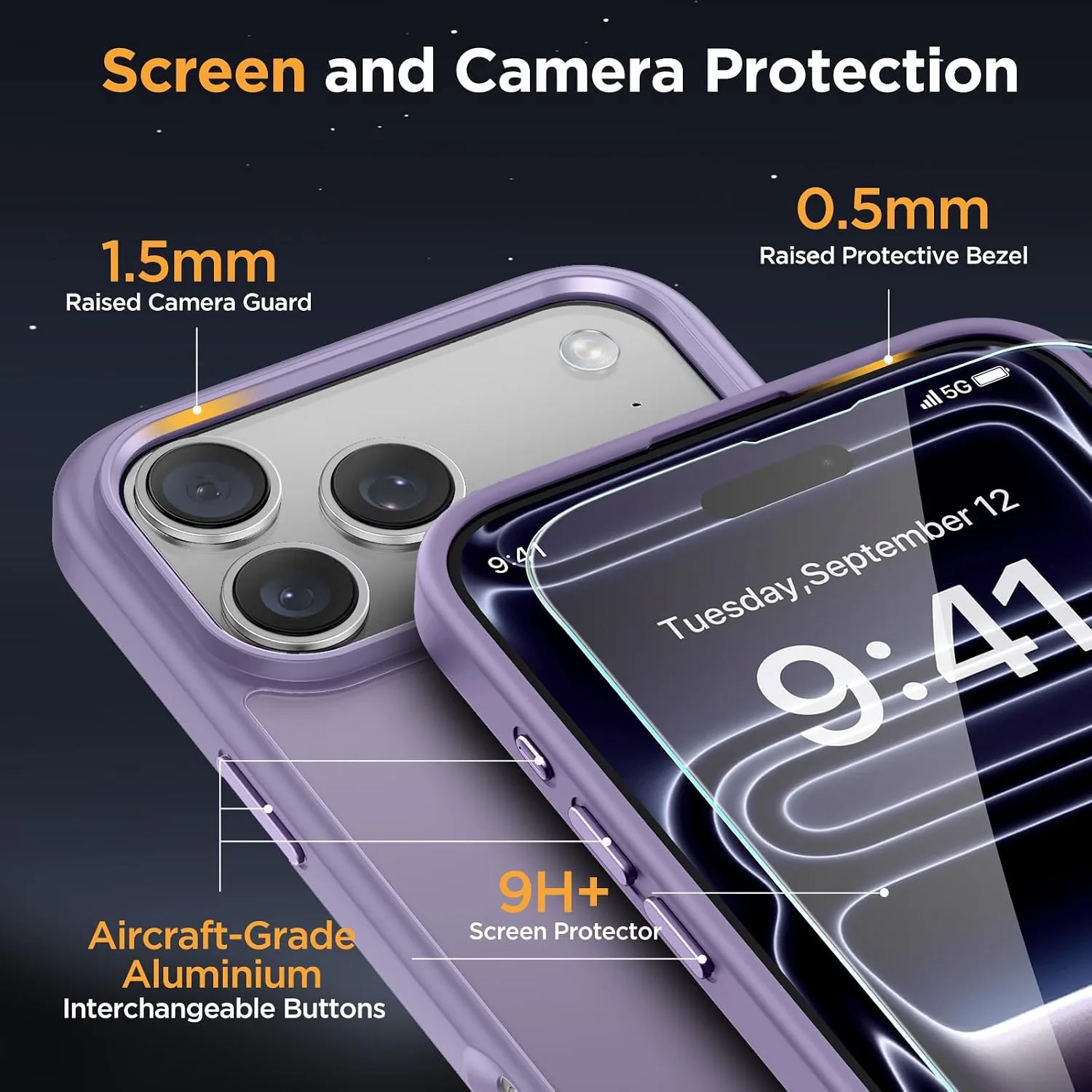 miracase Magnetic for iPhone 17 Pro Case 6.3" with Screen Protector, [Compatible with MagSafe] Military-Grade Protection, Anti-Fingerprint, Slim Thin Phone Case for 17 Pro Cover, Purple