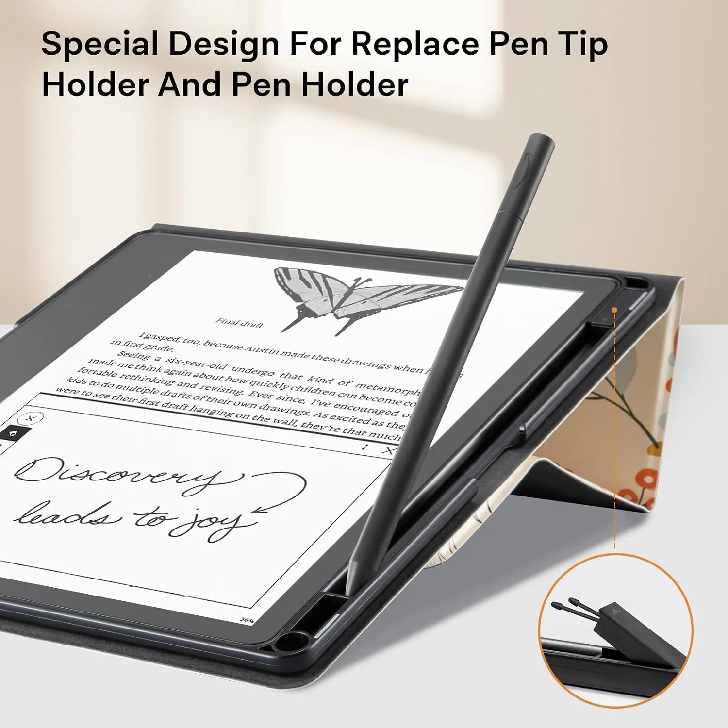 CoBak Stand Case for TCL - Premium Folio Leather Cover with Pen Holder, Auto Sleep/Wake - Compatible with 10.2 Inch eBooK Reader