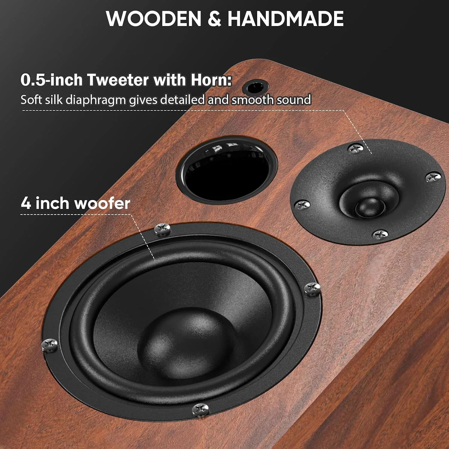 Saiyin Powered Bluetooth Bookshelf Speakers