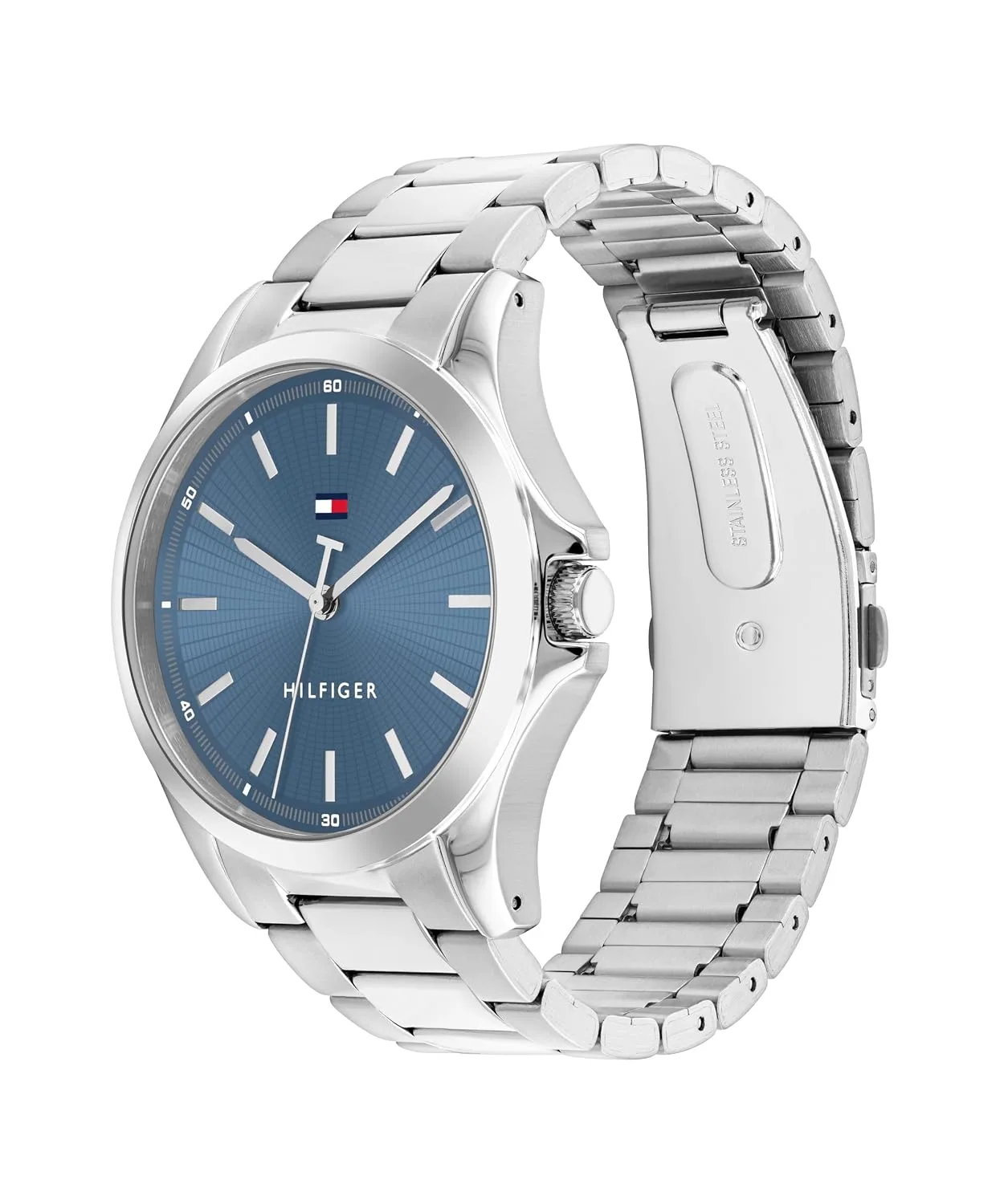 Tommy Hilfiger Men's 3H Quartz Watch, Stainless Steel Bracelet, Water Resistant 3 ATM, Modern and Stylish Timepiece, Gift for Him, 42mm