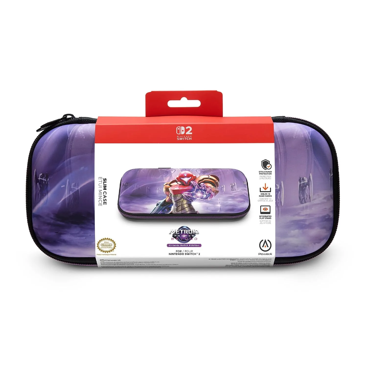 PowerA Slim Case for Nintendo Switch 2 - Metroid Prime 4: Beyond, Officially Licensed, Protective Case, Holds 10 Game Cards, Padded Screen Protector, Built-in Play Stand