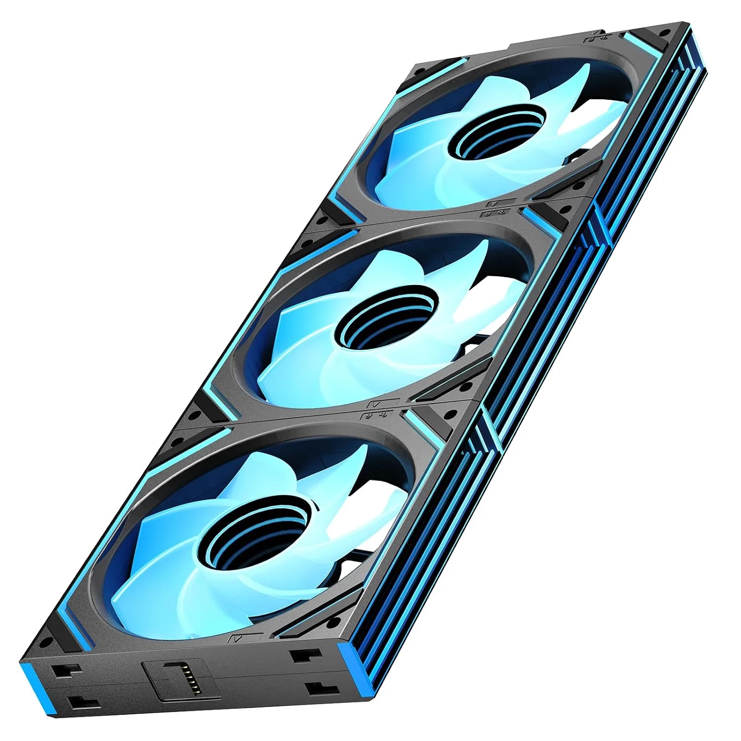 Interstellar V2 120mm PC Reverse Blade Case Fan Infinity Mirror Module Daisy-Chain ARGB Fan Triple Pack with Controller Suitable for Computer Case & 360mm AIO Cooler(Black-3pack)