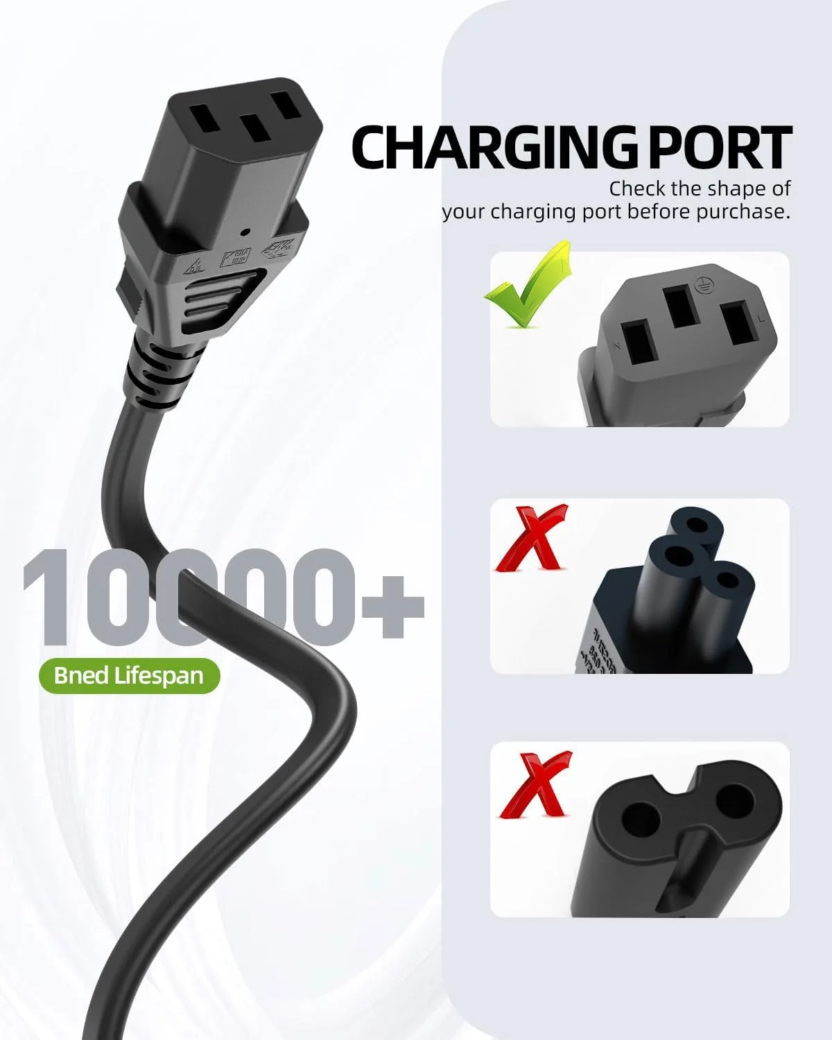 Superer 4FT 3-Prong AC Power Cord for Guitar Amps, Bluetooth Speakers