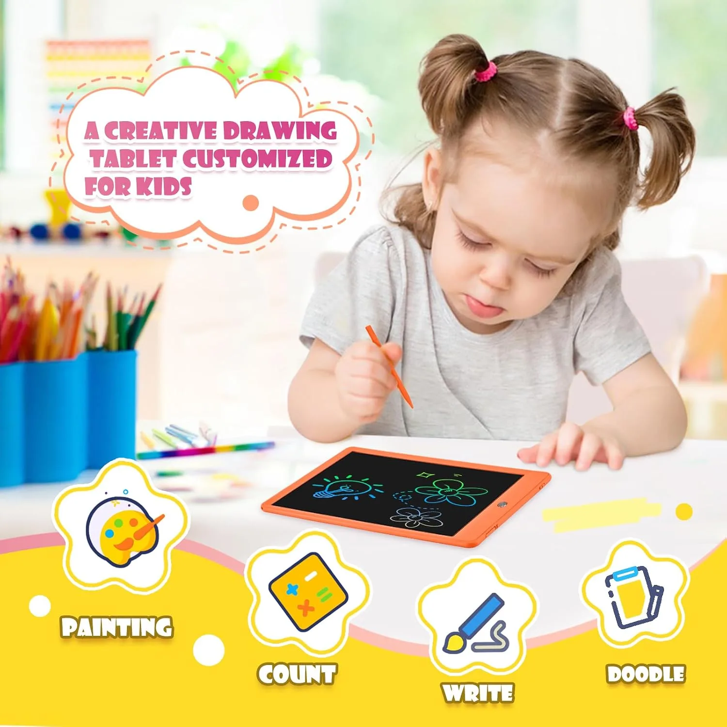 EooCoo Kids LCD Writing Tablet, Mess Free Coloring Travel Toys for Toddler