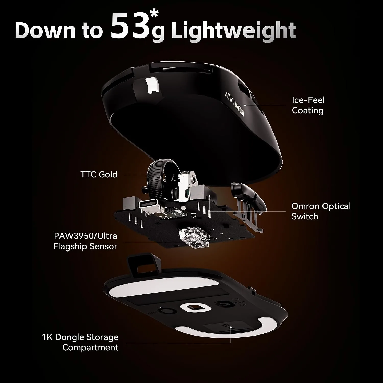 ATK Dragonfly A9 Plus Wireless Gaming Mouse - Black