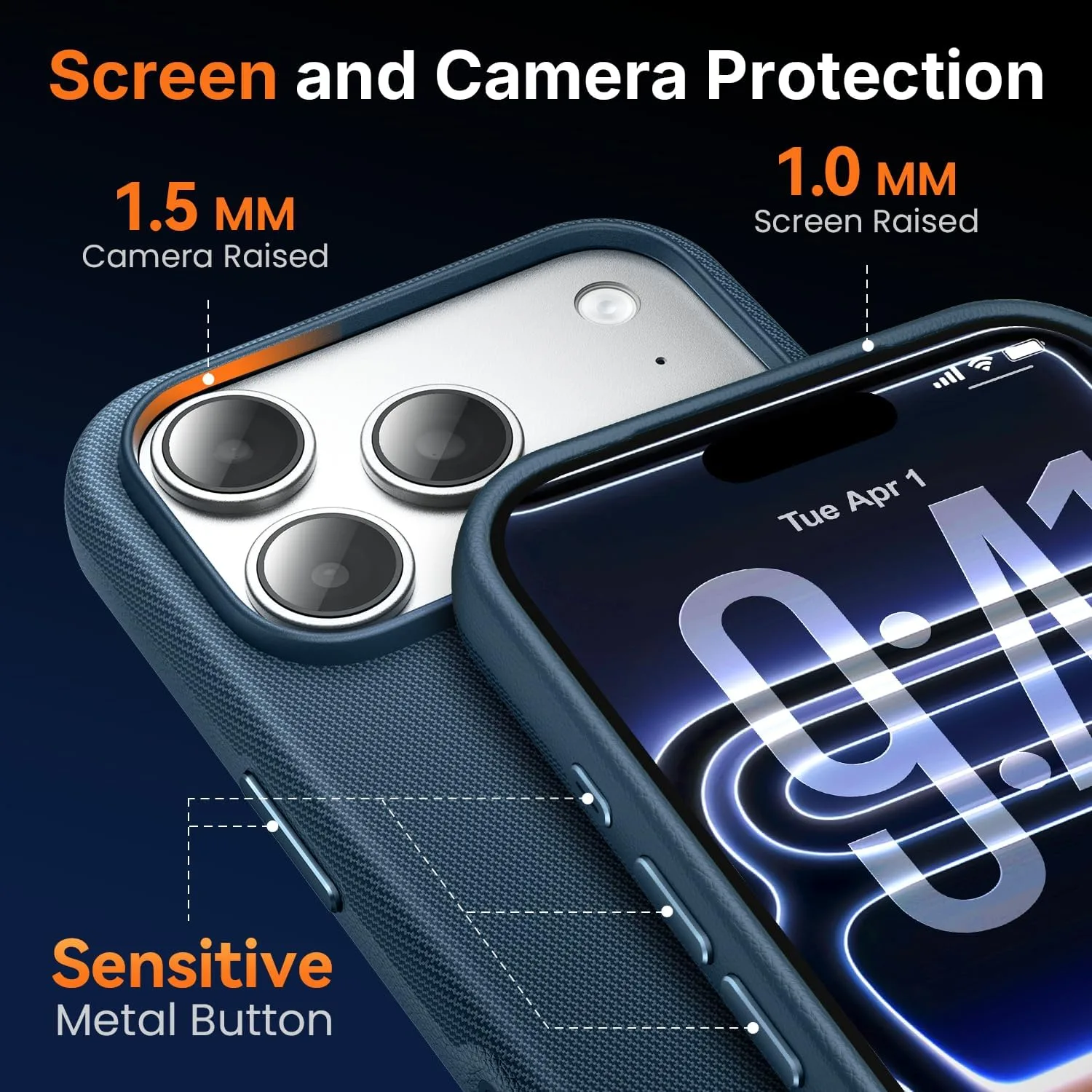 Mkeke for iPhone 18 Pro Max Case Techwoven Blue