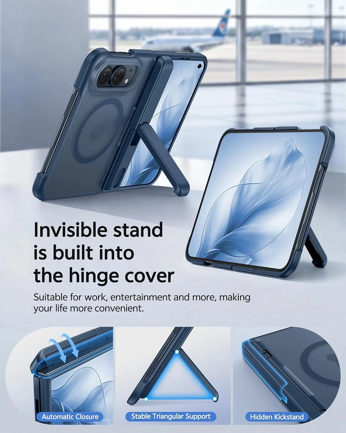 FNTCASE for iPhone Duo Case: Translucent Matte Fit for MagSafe Blue