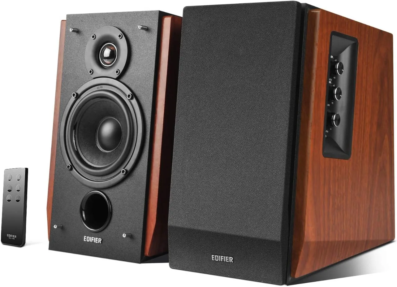 Edifier R1700BT Bluetooth Bookshelf Speaker - Active Near-Field Studio Monitors - Powered Speaker 2.0 Setup Wooden Enclosure - 66w RMS