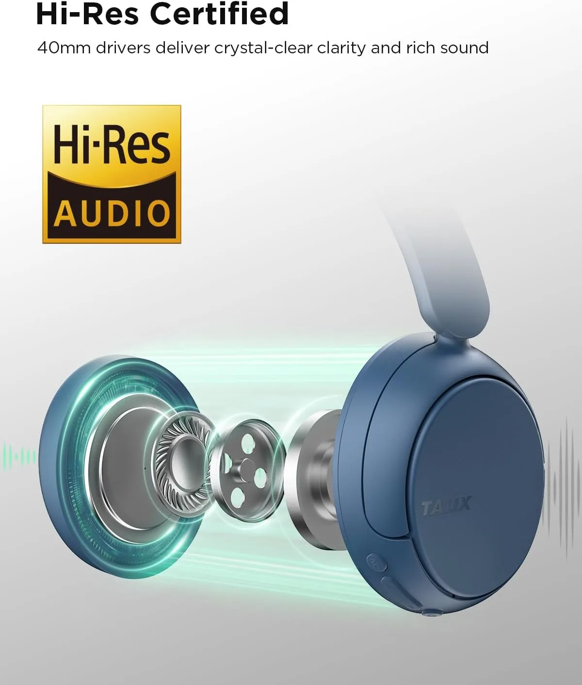 H30 Hi-Res Bluetooth Headphones Wireless Over Ear, Blue