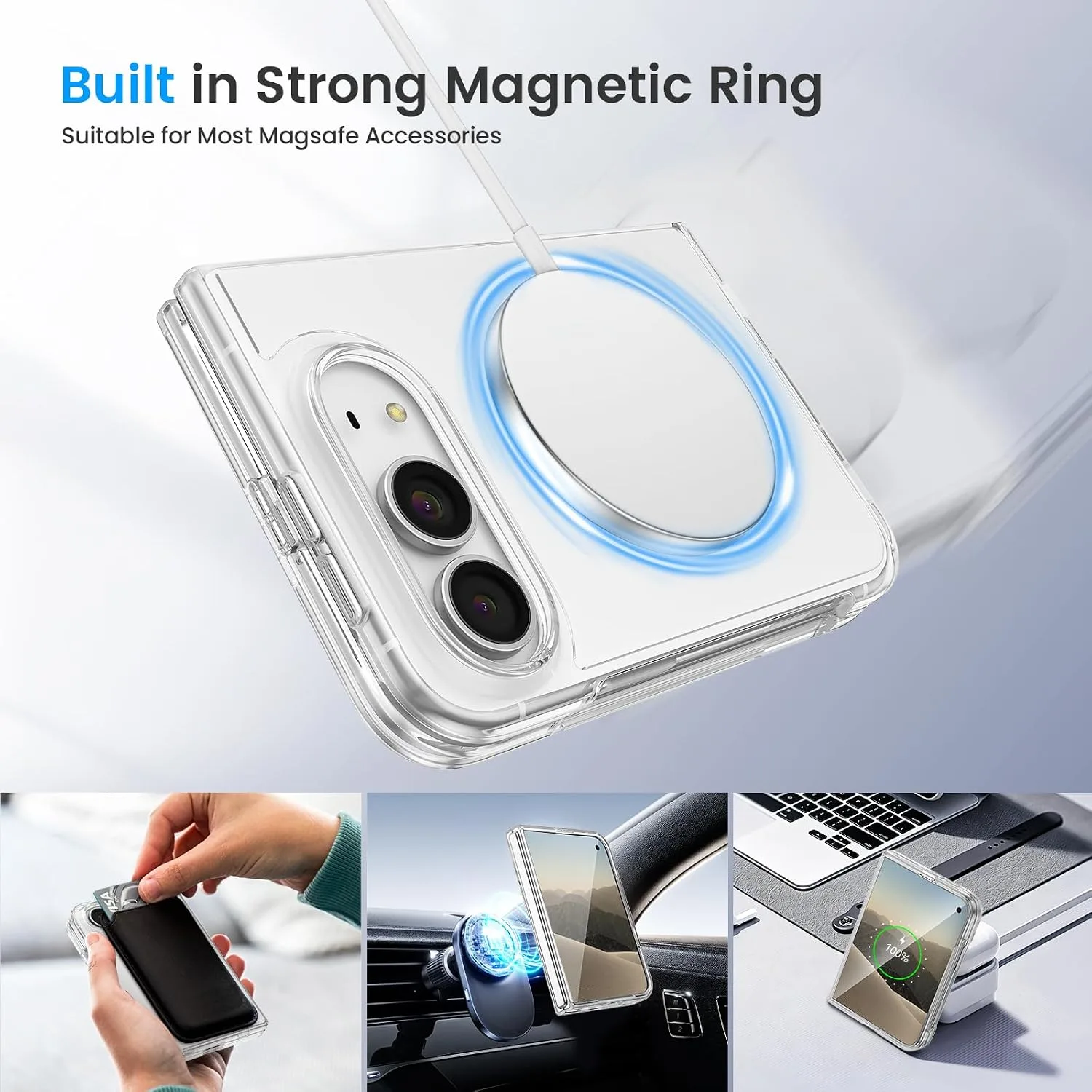 Ruky for iPhone Duo Case, Anti-Yellowing, with Screen Protector, Clear