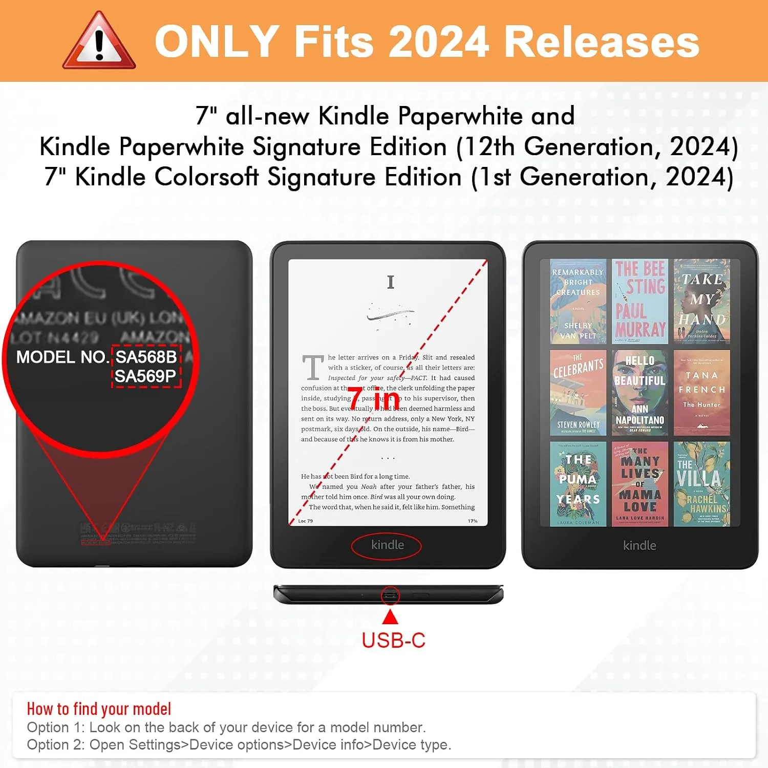 Fintie Slim Case for 7" Kindle Paperwhite 12th Gen 2024 & Kindle Colorsoft