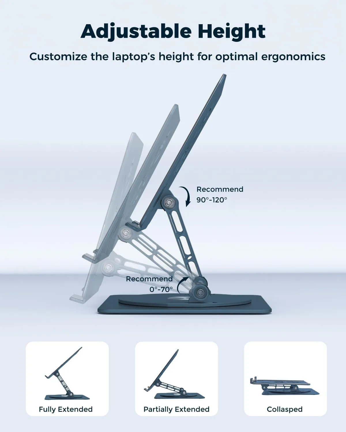Aoviho 360° Rotating Laptop Stand for Desk | Adjustable, Foldable, Portable Aluminum Ergonomic Riser | Compatible with MacBook, Dell, HP & All Laptops 10-16 inch