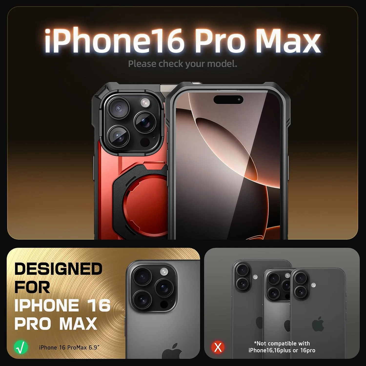 SUPCASE for iPhone 16 Pro Max Case with Camera Control Button, Ruddy