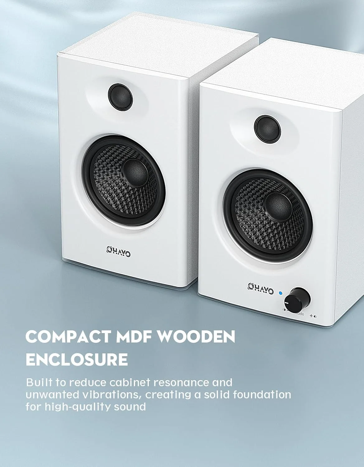 OHAYO 60W Computer Speakers, Bluetooth 5.3, Stereo 2.0, 1 Pair, White