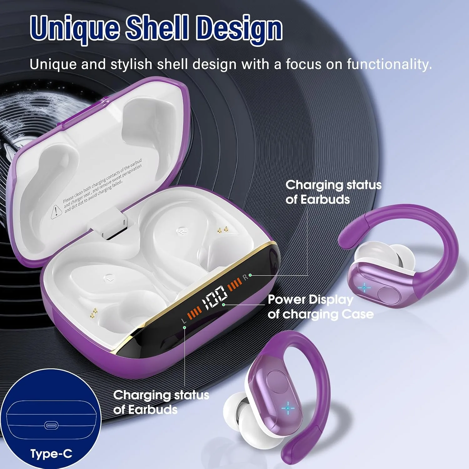 Bluetooth 5.4 Headphones Wireless Earbuds Sports, 75Hrs Bass Hi-Fi Stereo