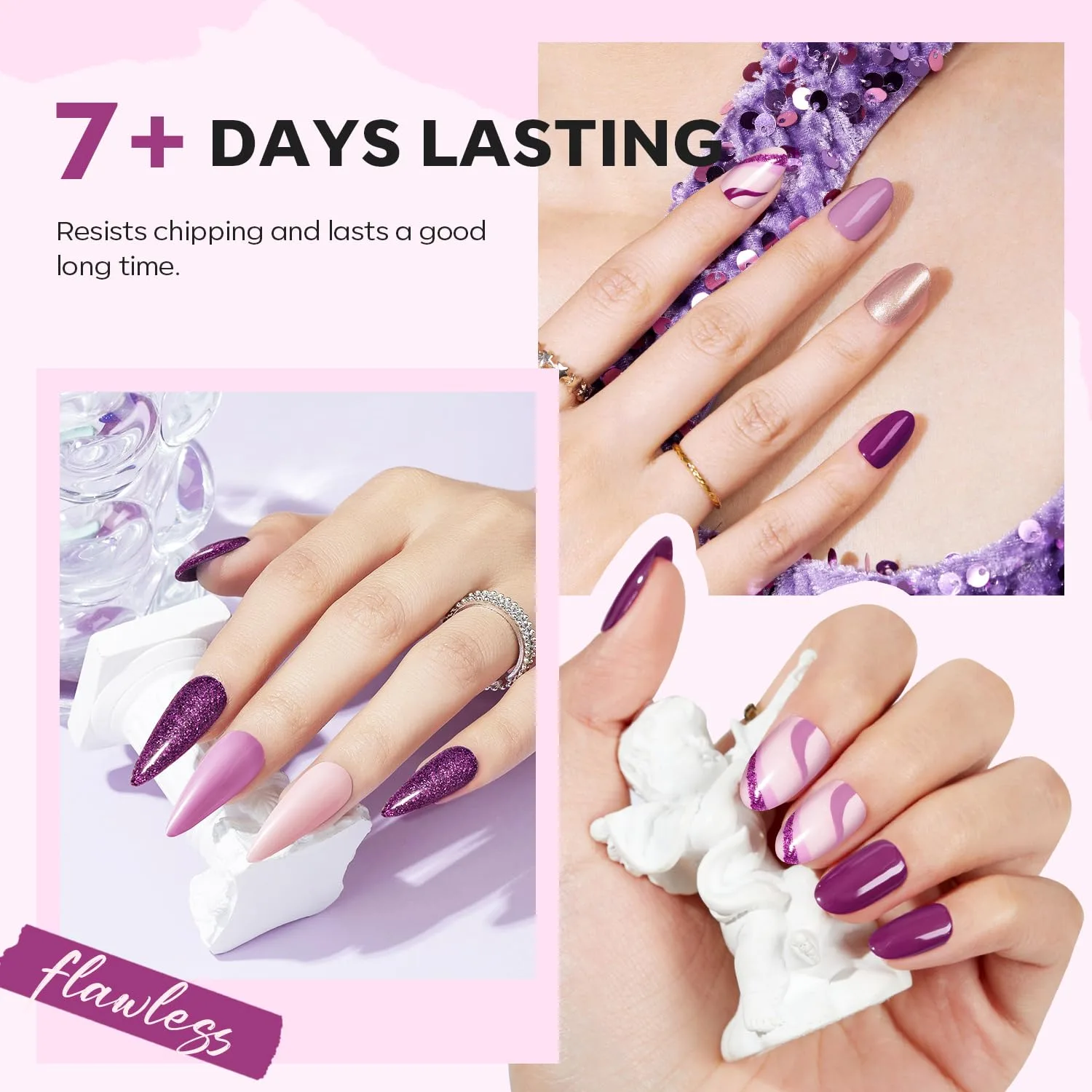 modelones Purple Nail Polish, 6 Colors Fall Nude Pink Nail Polish Set