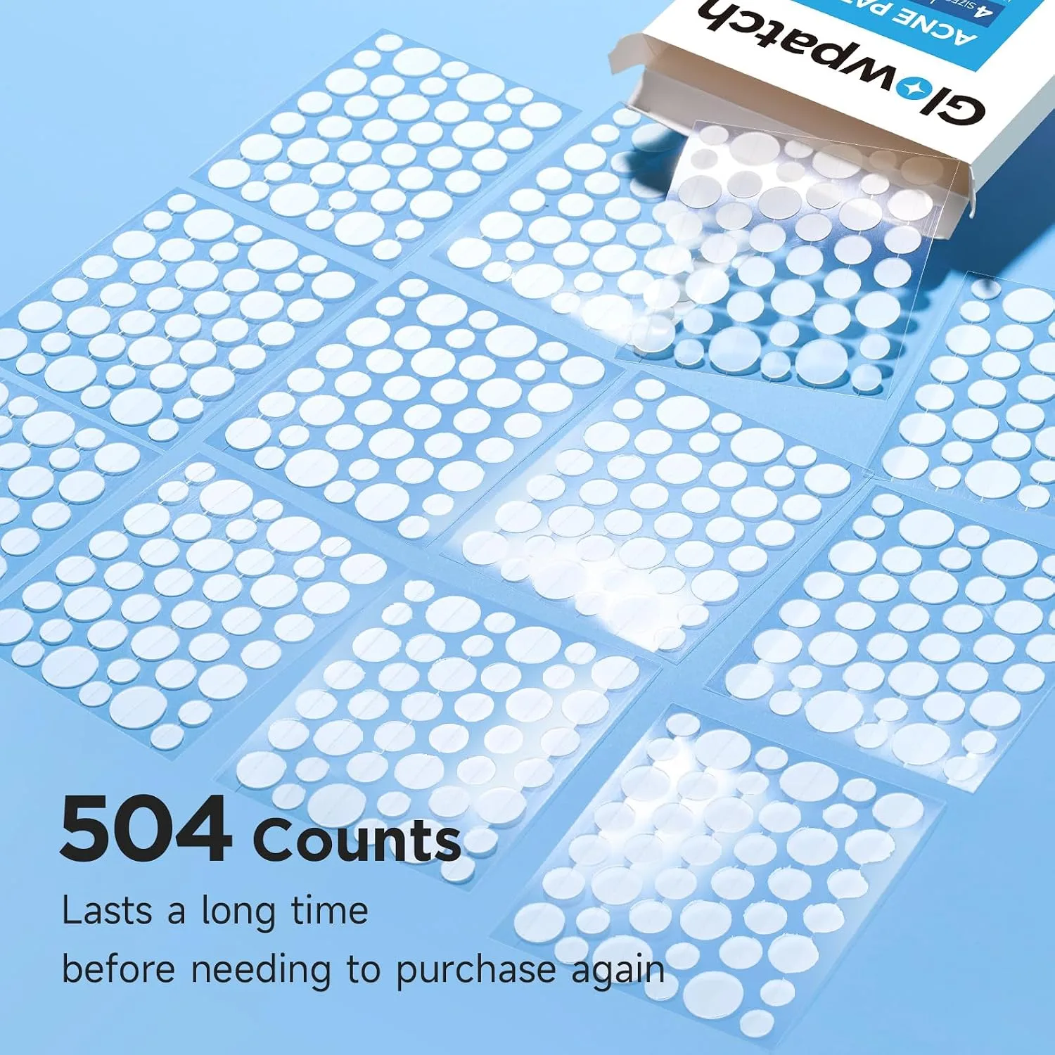 504 Counts 4 Sizes Hydrocolloid Pimple Patches for Face