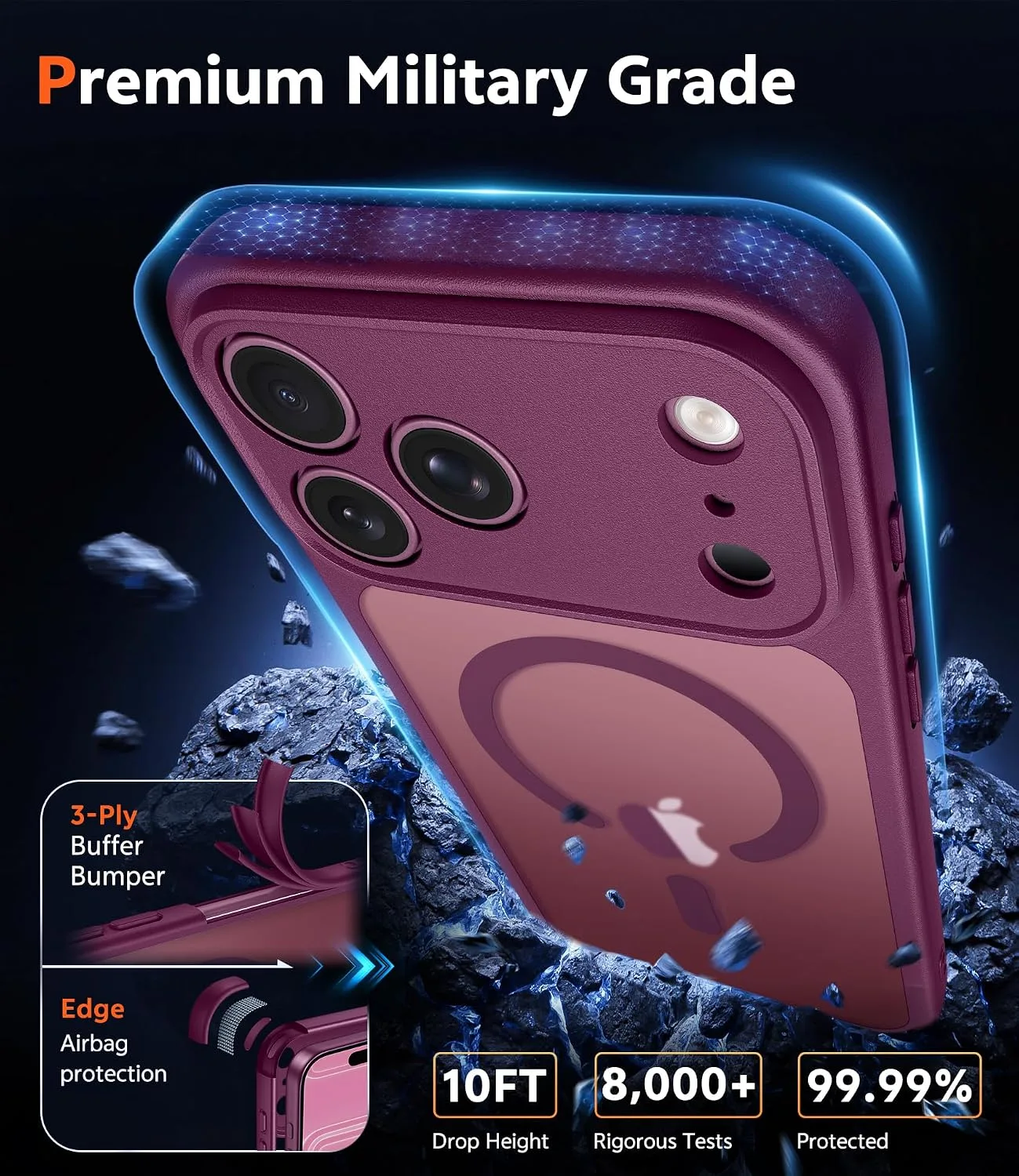 FNTCASE for iPhone 18 Pro Max Case / 17 Pro Max Matte Case Fit for Magsafe