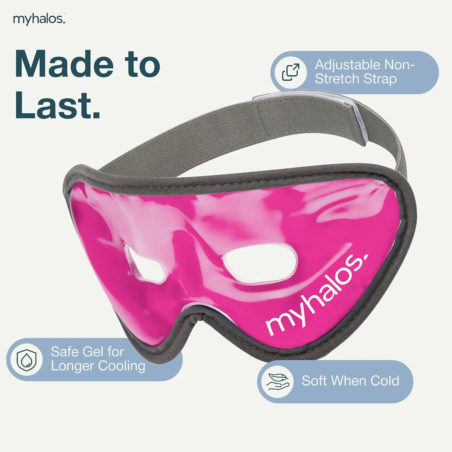 MyHalos Cooling Gel Eye Mask, Cold Ice Pack for Puffy Eyes & Dark Circles