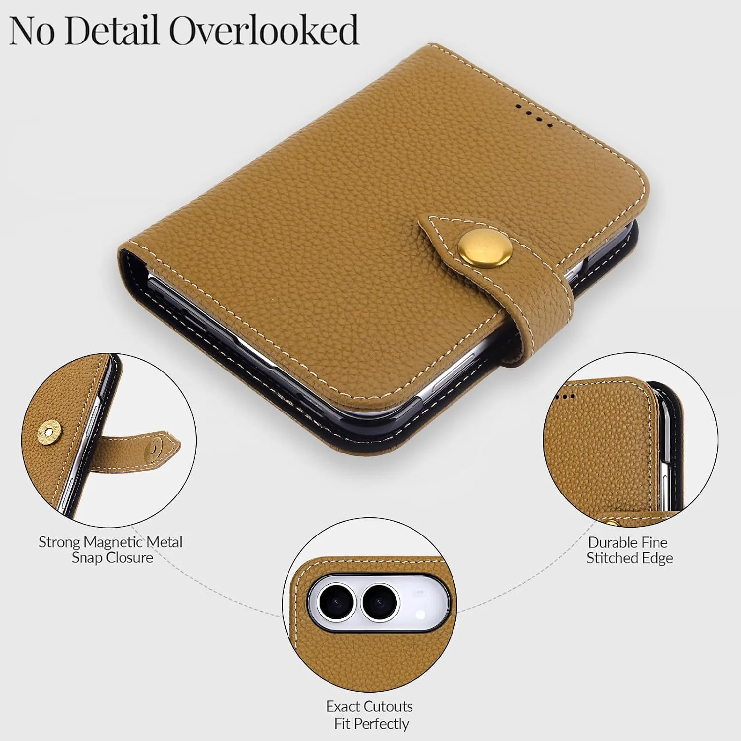 for iPhone Duo Case Wallet Genuine Leather for Magsafe, Brown