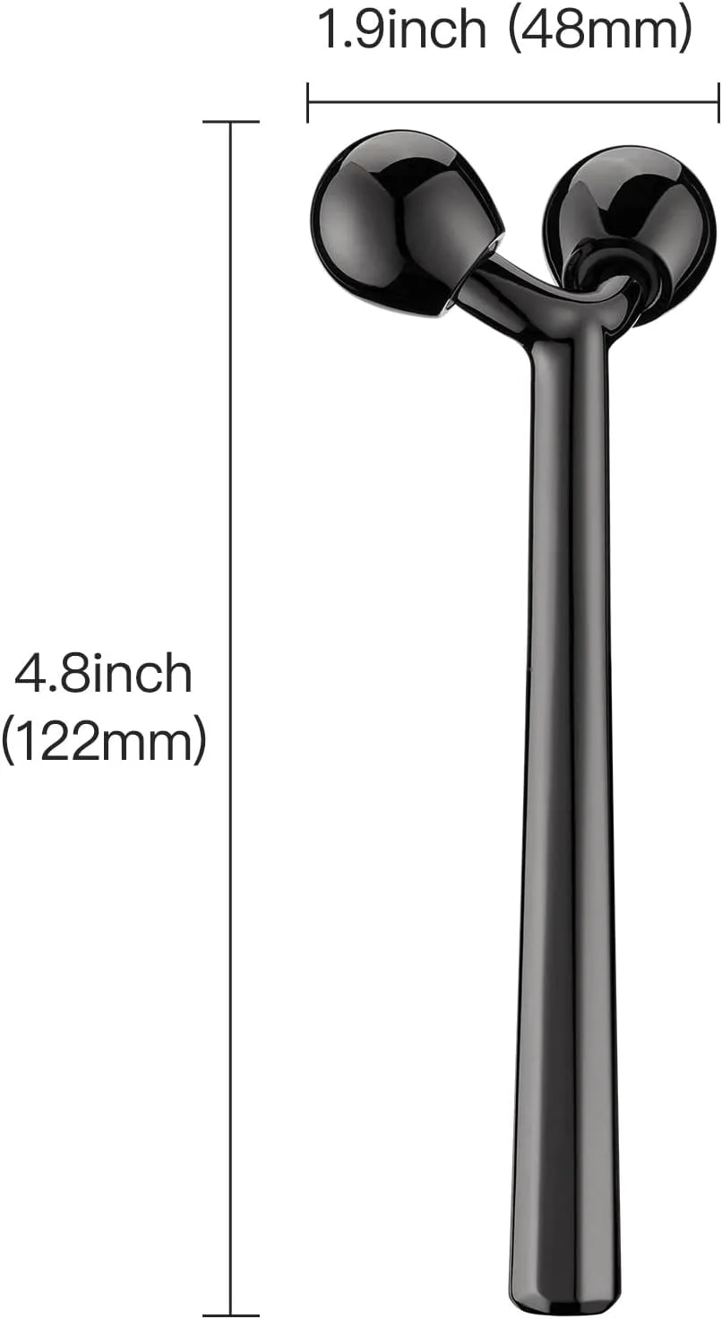 Tekson Faical Roller Massager, 3D Metal Face Massage Tool, Black