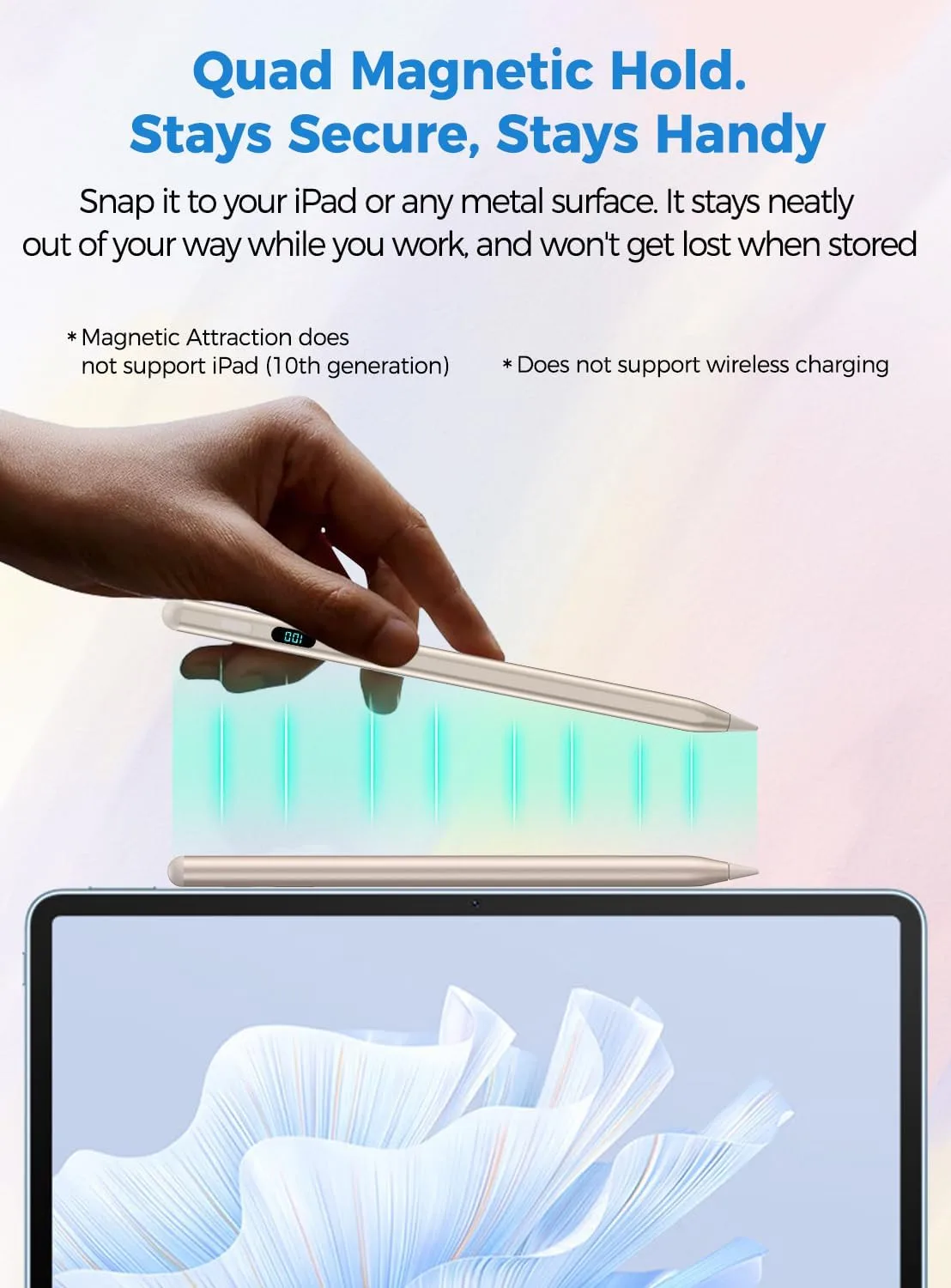 Stylus Pencil for iPad 2026-2018,Magnetic&Palm Rejection&Fast Charge-Blue