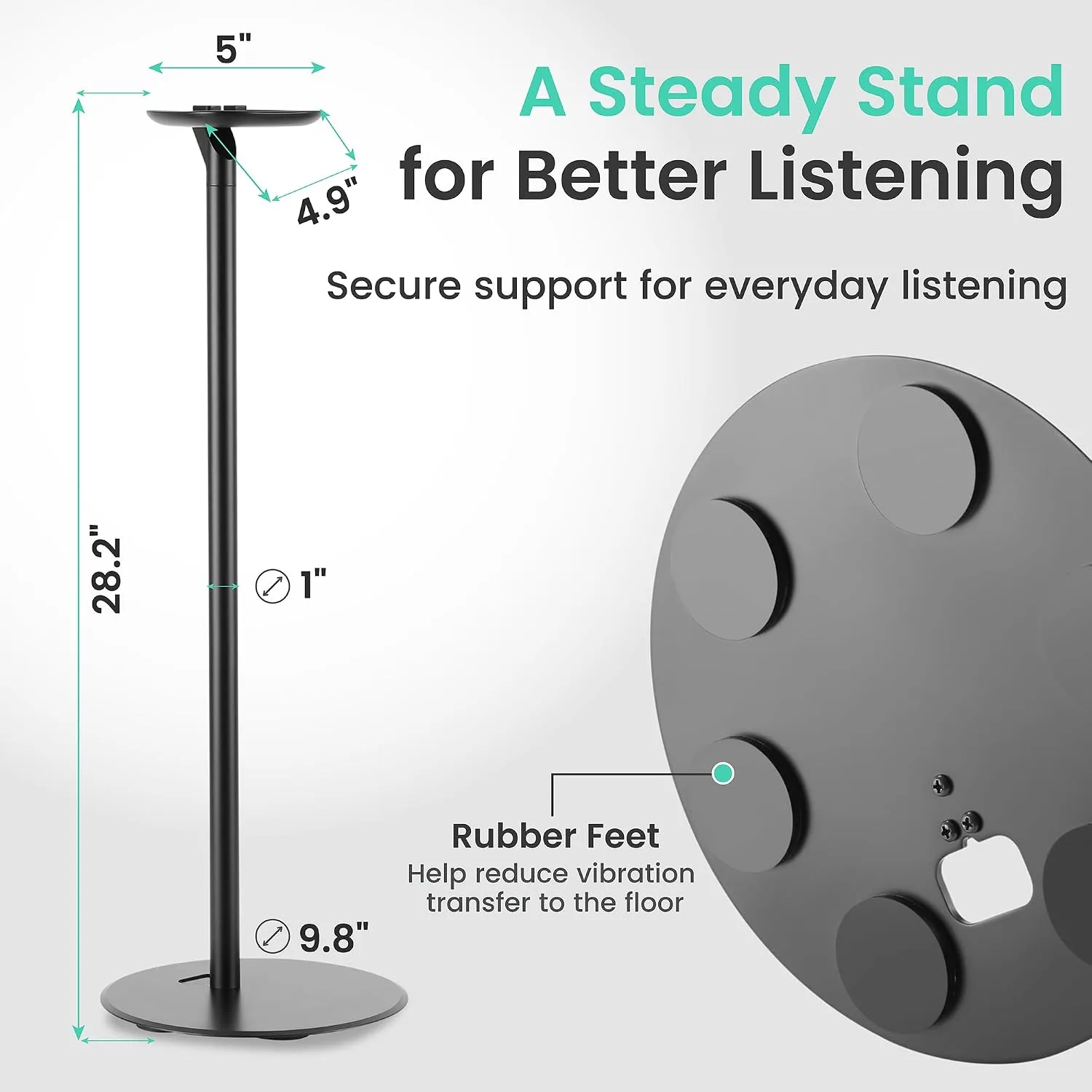 ynVISION.DESIGN Speaker Stands for Sonos One/One SL & Play:1, Black, 2 Pack